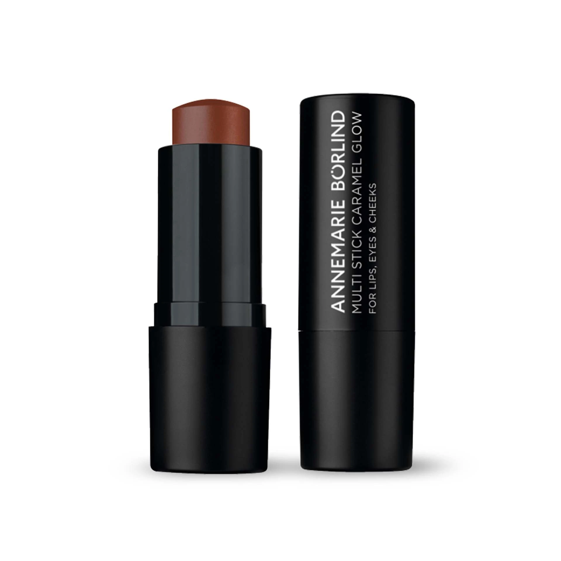 ANNEMARIE BÖRLIND Multi Stick Caramel Glow in schwarzer Hülse, offen, für Lippen, Augen und Wangen