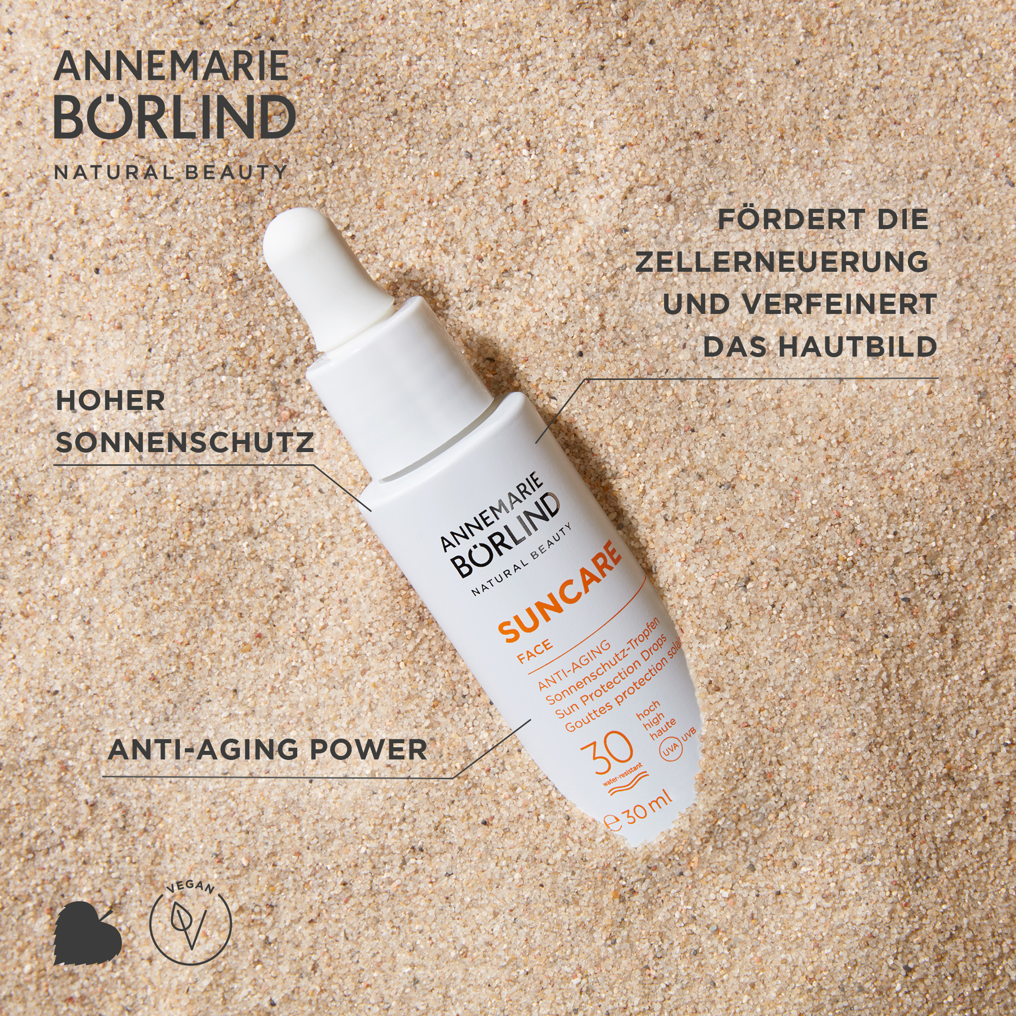 ANNEMARIE BÖRLIND SUNCARE Face Sonnenschutz-Tropfen SPF 30 mit Anti-Aging und Zellenerneuerung