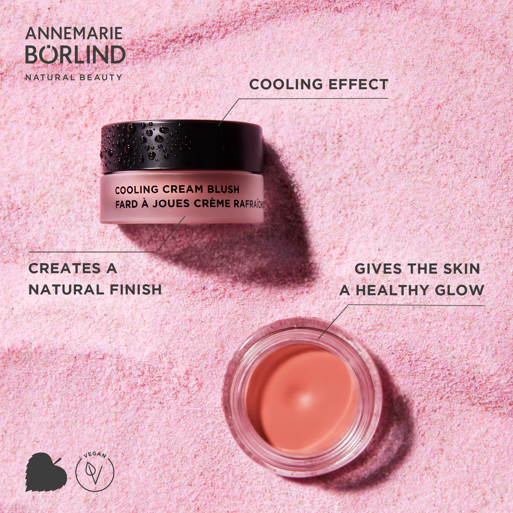 ANNEMARIE BÖRLIND Cooling Cream Blush mit kühlendem Effekt und natürlichem Finish in rosa Dose
