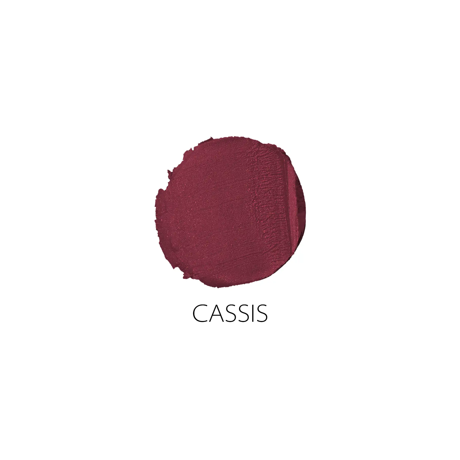 ANNEMARIE BÖRLIND Lippenstift-Farbe Cassis als runder Farbklecks mit matter Textur auf weißem Hintergrund