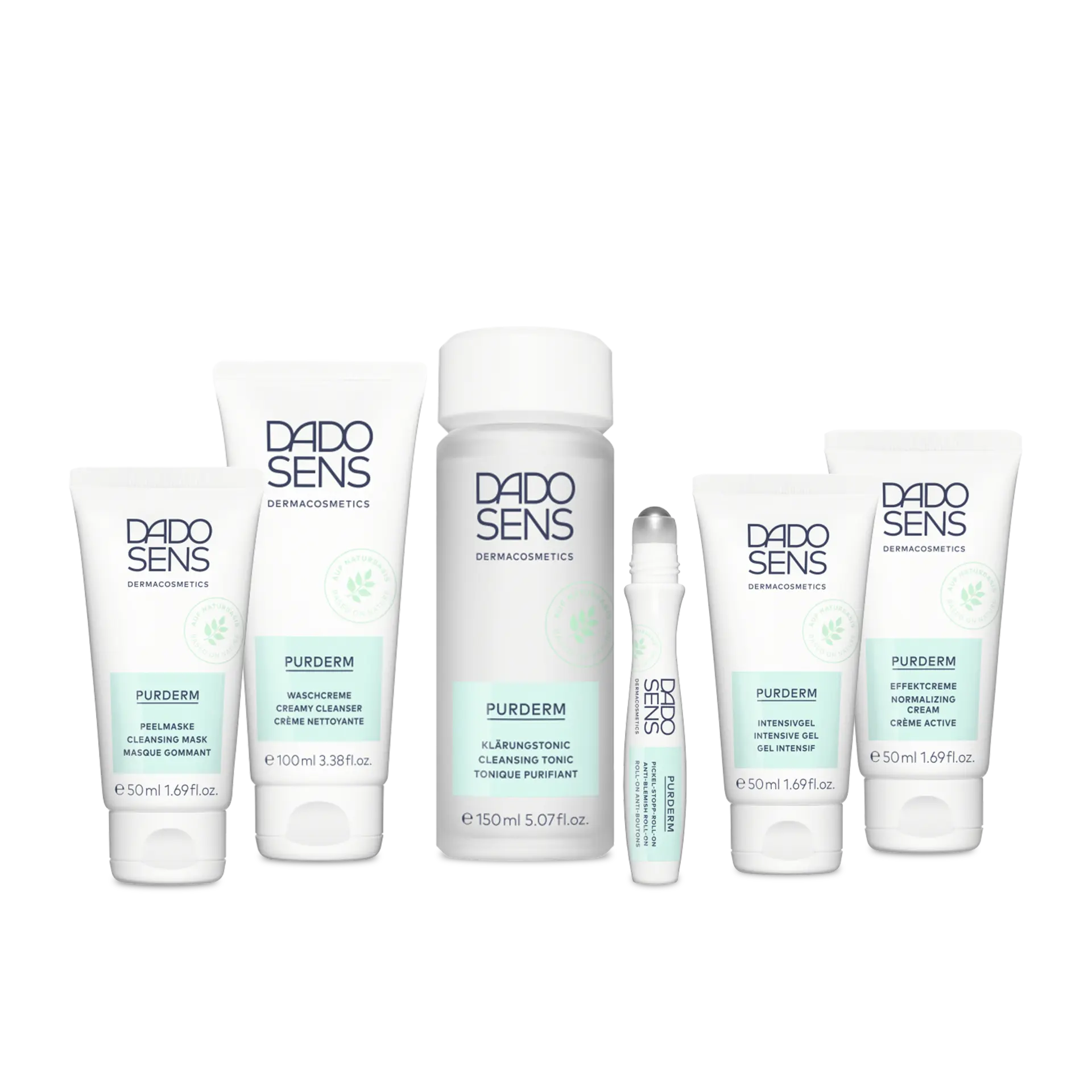 PURDERM Kit de soins DADO SENS PURDERM Pflegeset mit Peelingmaske, Waschcreme, Klärungstonic, Intensivgel und Effektcreme