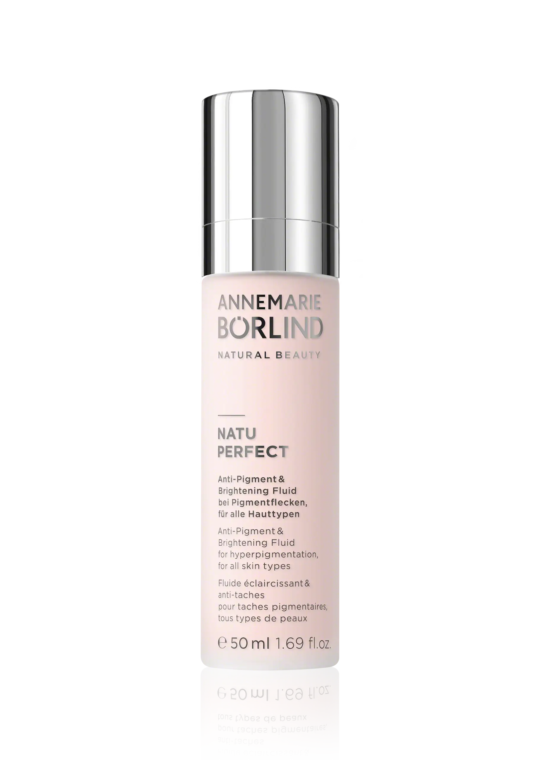 NATUPERFECT SKIN TONE BALANCING & BRIGHTENING FLUID ANNEMARIE BÖRLIND NATU PERFECT Anti-Pigment & Brightening Fluid in 50 ml Flasche mit silbernem Verschluss