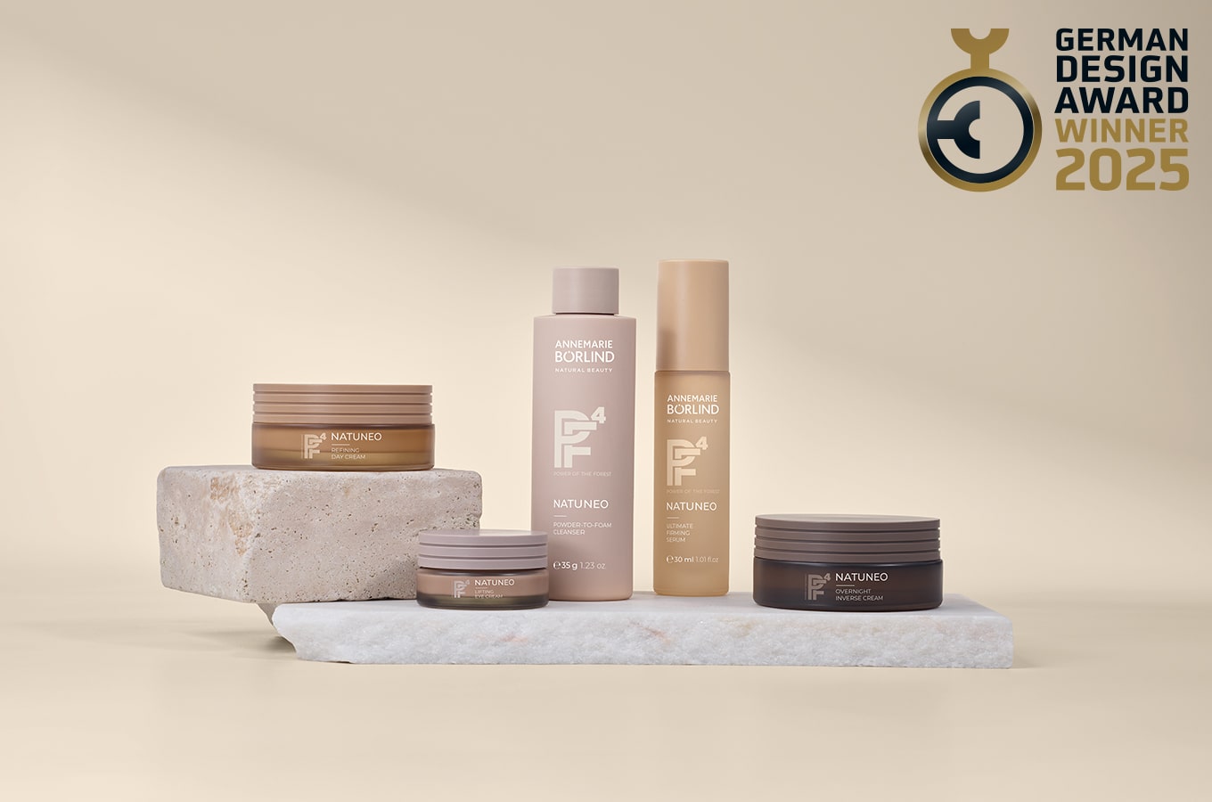 ANNEMARIE BĂ–RLIND NATUNEO Pflegeserie mit Tagescreme, Reinigungsschaum, Serum und Nachtcreme, GERMAN DESIGN AWARD 2025 Gew...