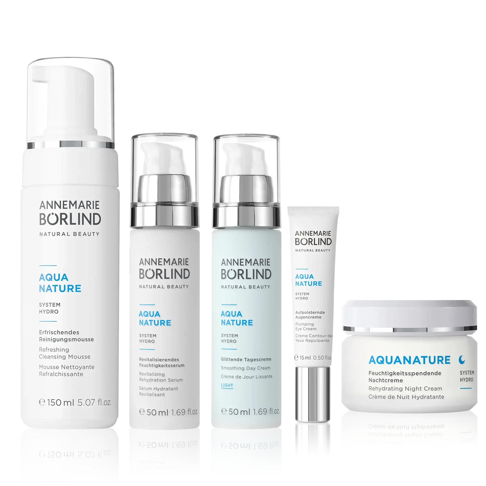 AQUANATURE Care set light ANNEMARIE BĂ–RLIND AQUA NATURE Pflegeset mit Reinigungsmousse, Serum, Tagescreme, Augencreme und Nachtcreme