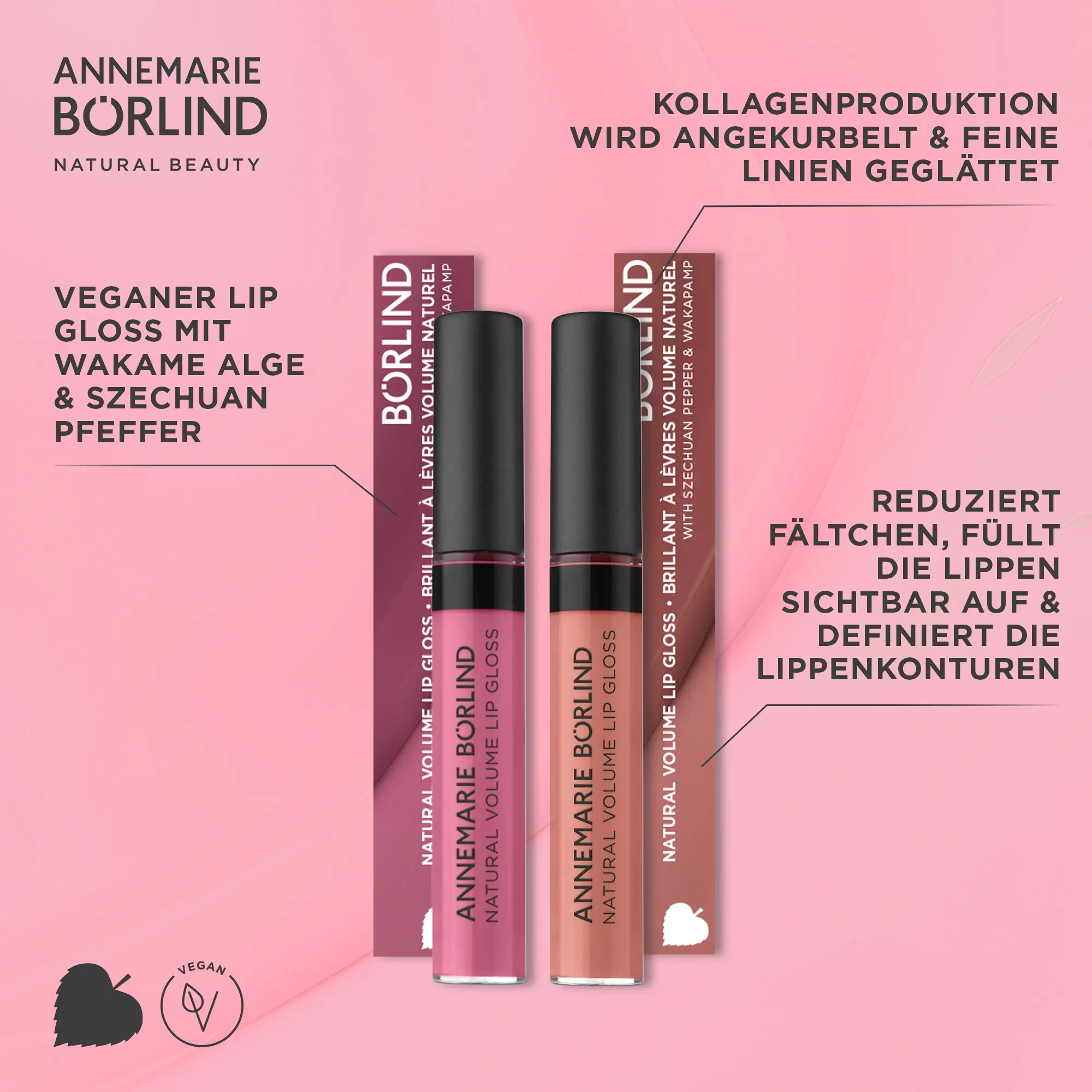 ANNEMARIE BÖRLIND veganer Lip Gloss mit Wakame Alge & Szechuan Pfeffer, glättet feine Linien
