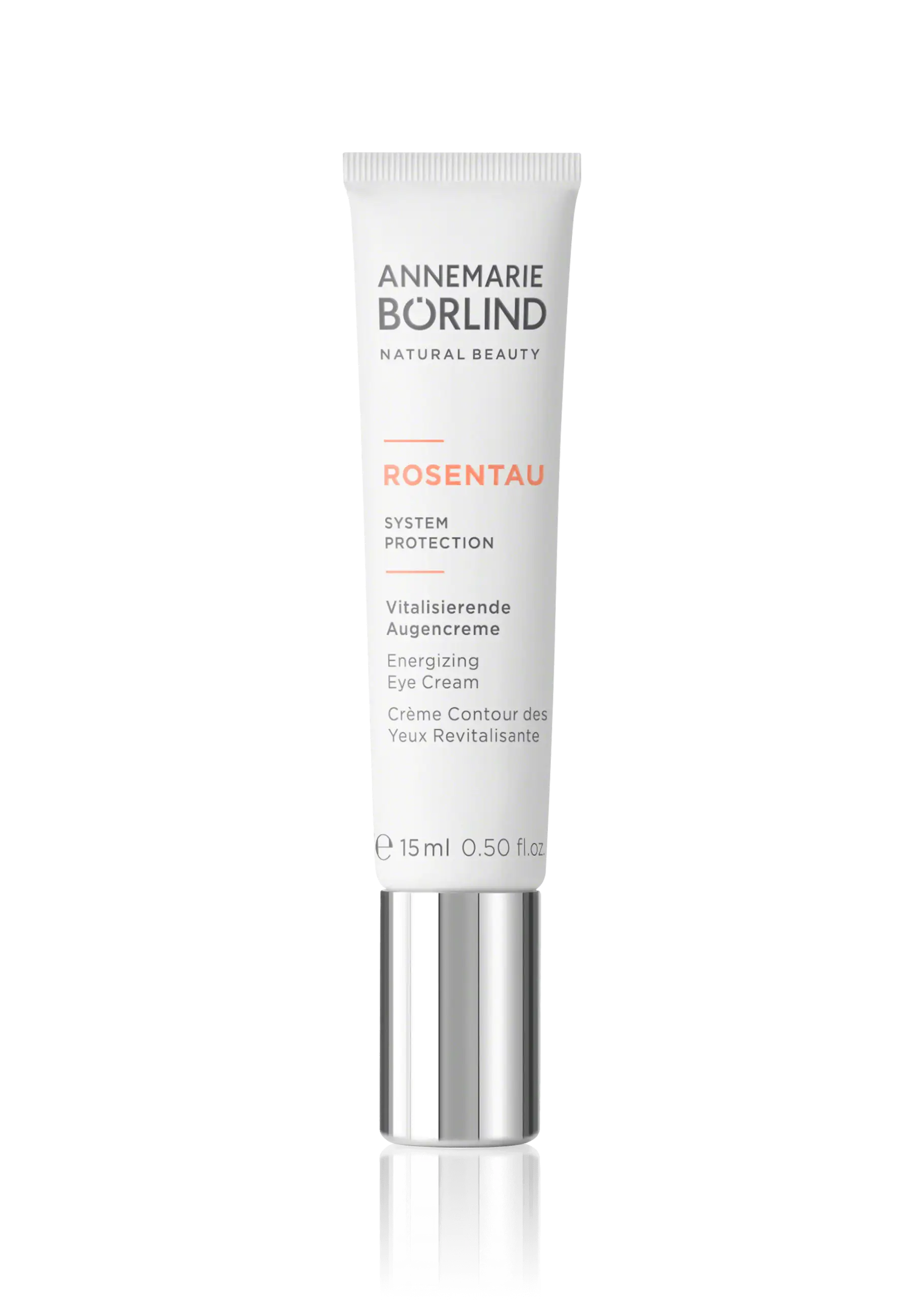 Energizing Eye Cream ANNEMARIE BĂ–RLIND ROSENTAU vitalisierende Augencreme in 15 ml Tube mit silbernem Verschluss
