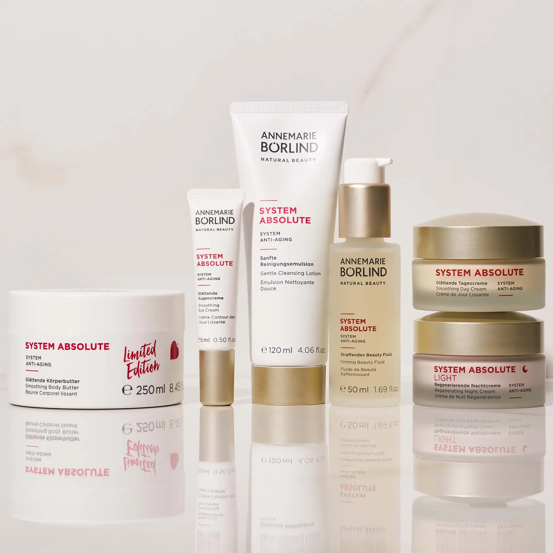 ANNEMARIE BÖRLIND SYSTEM ABSOLUTE glättende Körperbutter 250 ml, Limited Edition mit SYSTEM ABSOLUTE Produkten