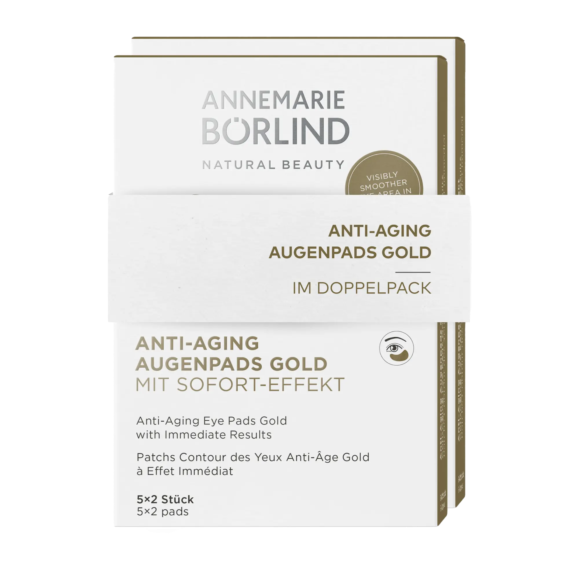 ANNEMARIE BÖRLIND Anti-Aging Augenpads Gold Doppelpack mit Sofort-Effekt, 10x2 Stück in Faltschachtel