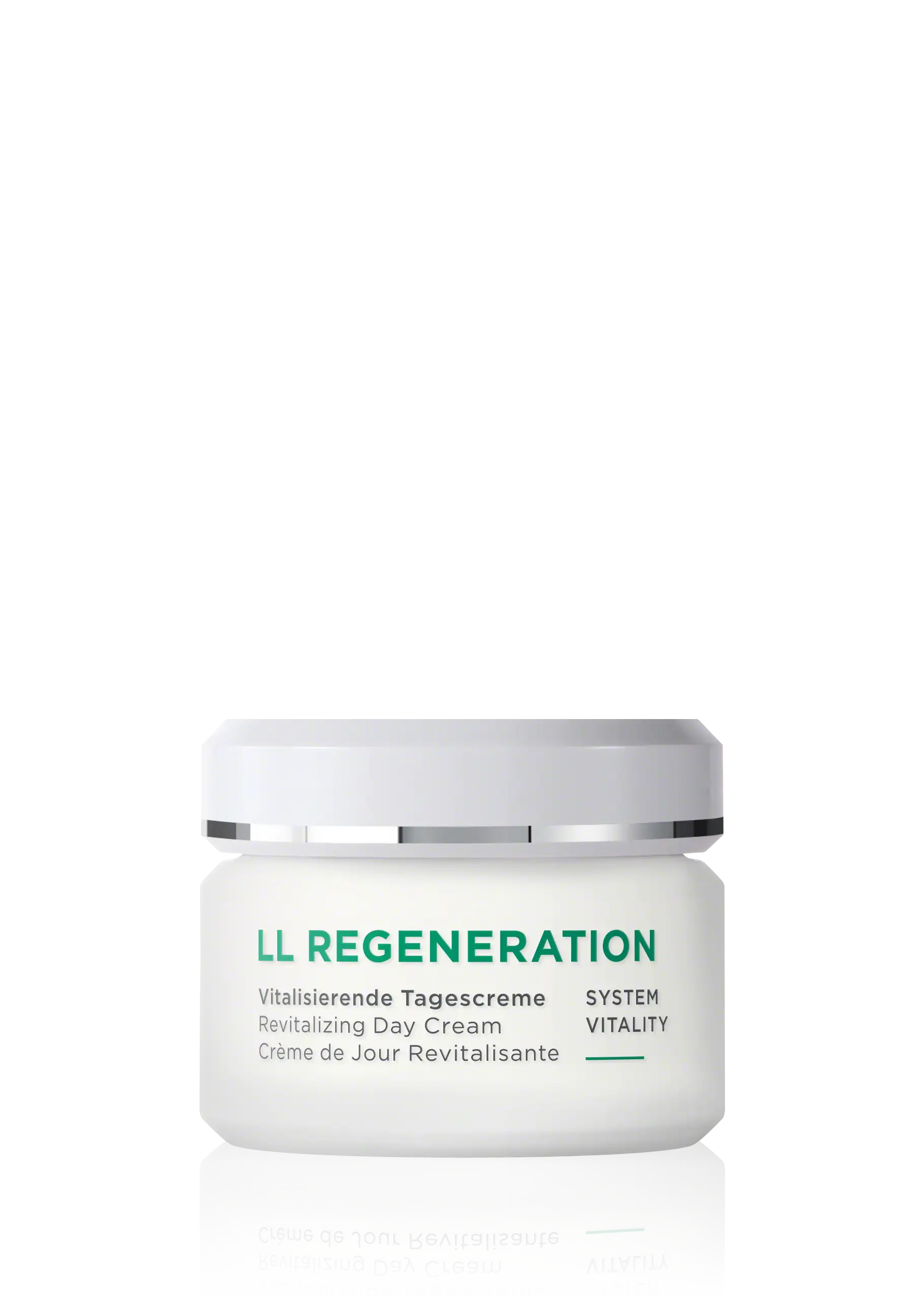Revitalizing Day Cream LL REGENERATION vitalisierende Tagescreme im weißen Tiegel mit silbernem Deckel, 50 ml Inhalt