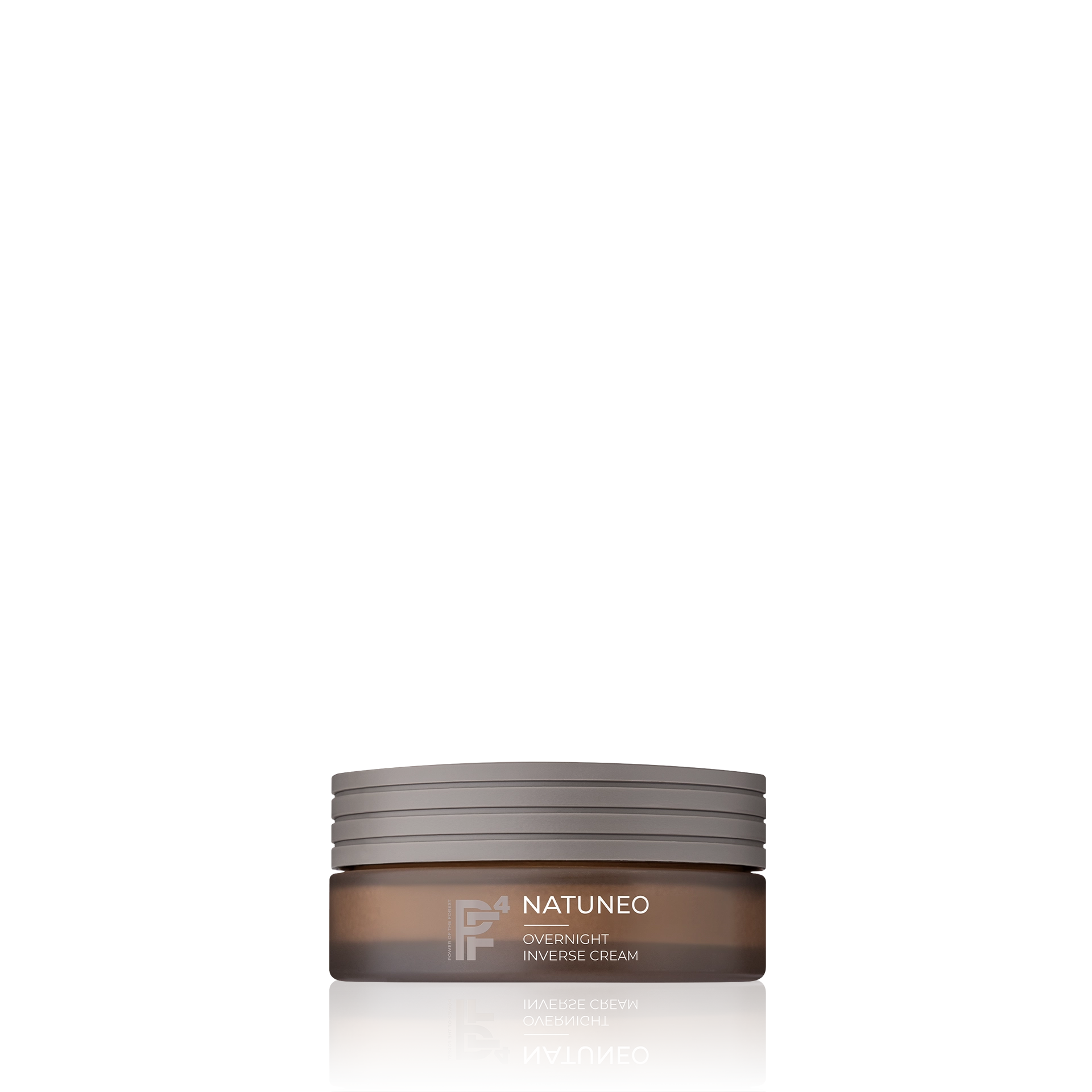 NATUNEO Overnight Inverse Cream in braunem Tiegel mit grauem Deckel, Produktname sichtbar