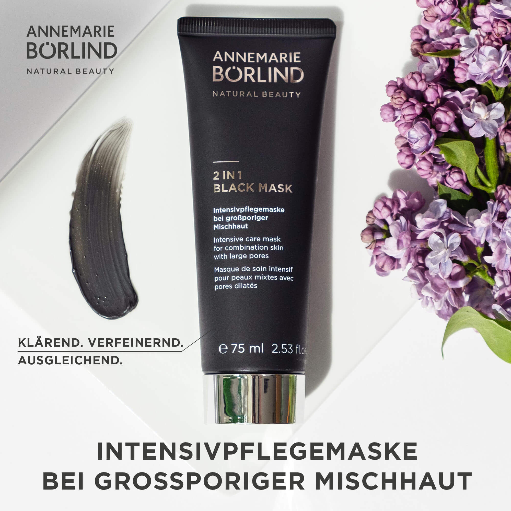 ANNEMARIE BÖRLIND 2 IN 1 BLACK MASK Intensivpflegemaske bei großporiger Mischhaut, 75 ml Tube