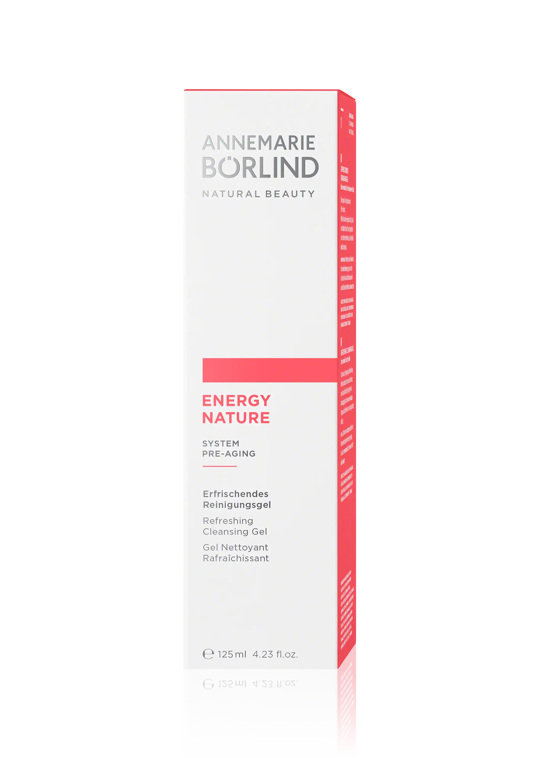 ANNEMARIE BÖRLIND ENERGY NATURE erfrischendes Reinigungsgel 125 ml in weißer und roter Faltschachtel