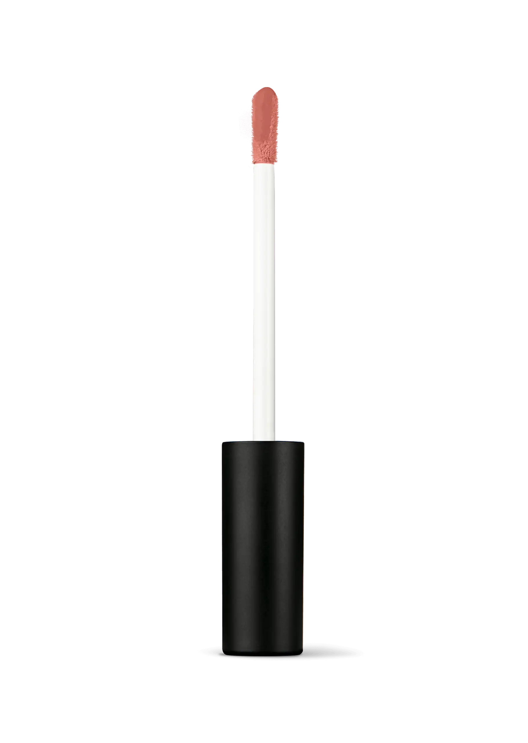 ANNEMARIE BÖRLIND Liquid Lipstick matt in Nude, 9 ml, Applikator mit Lippenfarbe vor schwarzem Hintergrund
