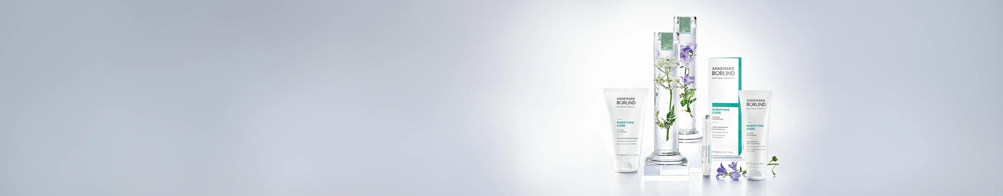 ANNEMARIE BÖRLIND PURIFYING CARE Reinigungsgel, Gesichtswasser und Pflegecreme mit Pflanzenextrakten