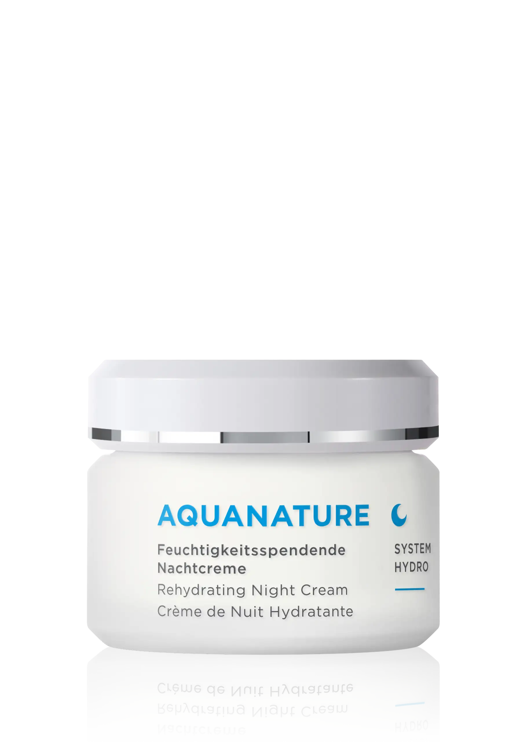 Rehydrating Night Cream AQUANATURE Feuchtigkeitsspendende Nachtcreme im 50-ml-Tiegel mit SYSTEM HYDRO Schriftzug