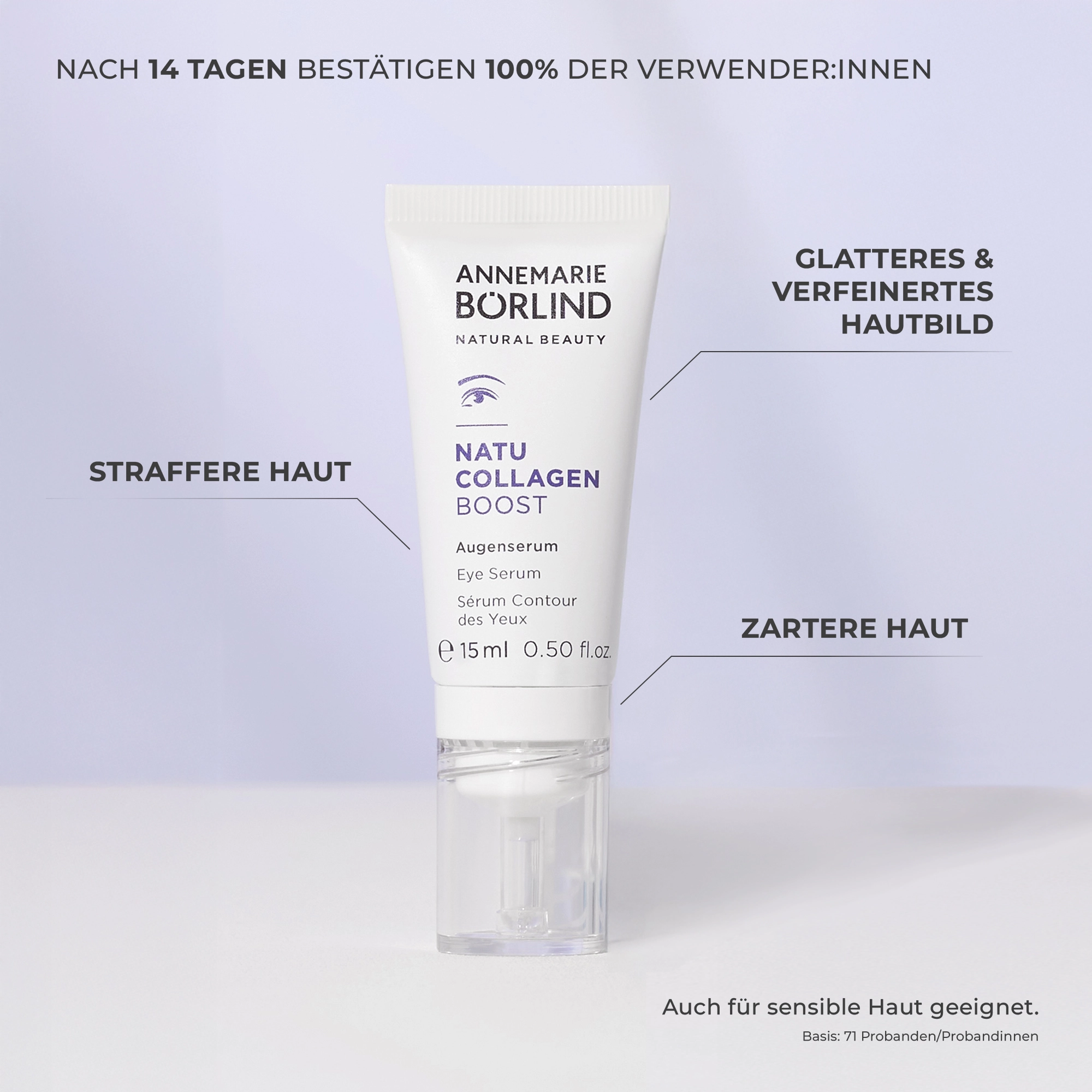 ANNEMARIE BÖRLIND NATU COLLAGEN BOOST Augenserum für straffere, zartere Haut und verfeinertes Hautbild
