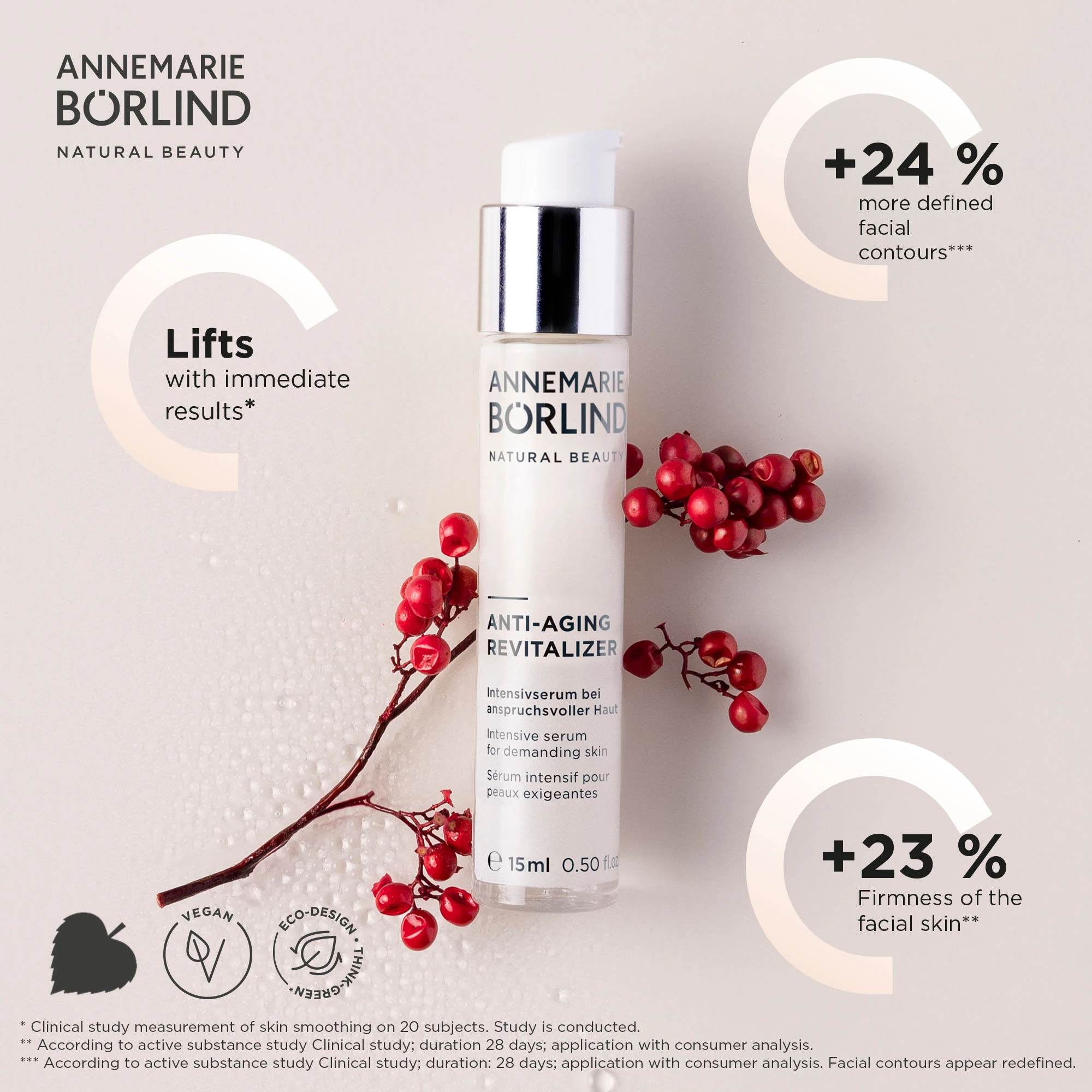 ANNEMARIE BÖRLIND Anti-Aging Revitalizer Serum 15 ml mit veganer Formel und Eco-Design Verpackung