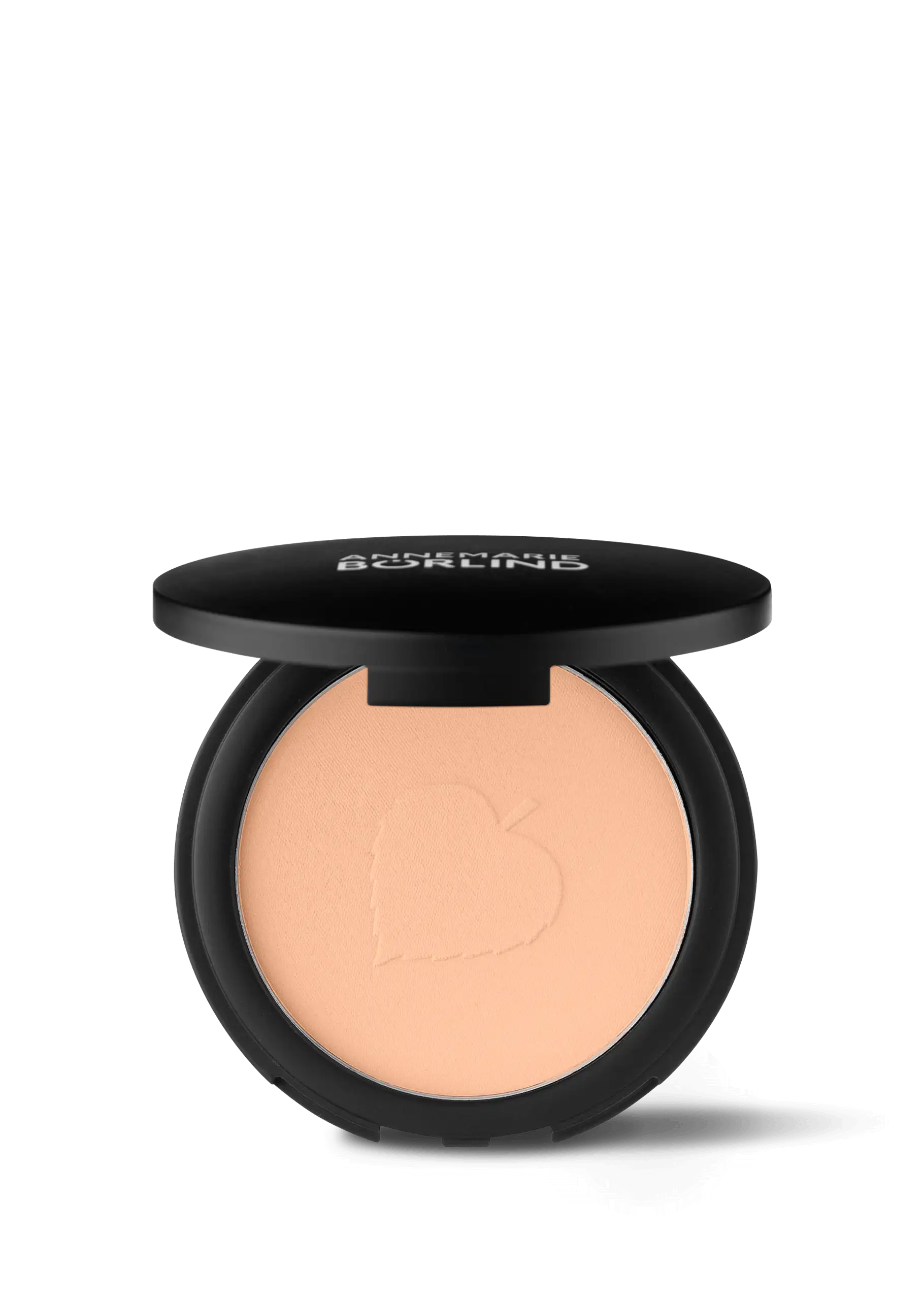 ANNEMARIE BÖRLIND Compact Powder Teint in Beige, 10g, schwarze Dose mit offenem Deckel und Prägung