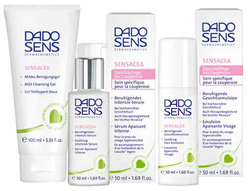 DADO SENS SENSACEA milde Reinigung, Intensiv-Serum und beruhigende Gesichtsemulsion, je 50-100 ml