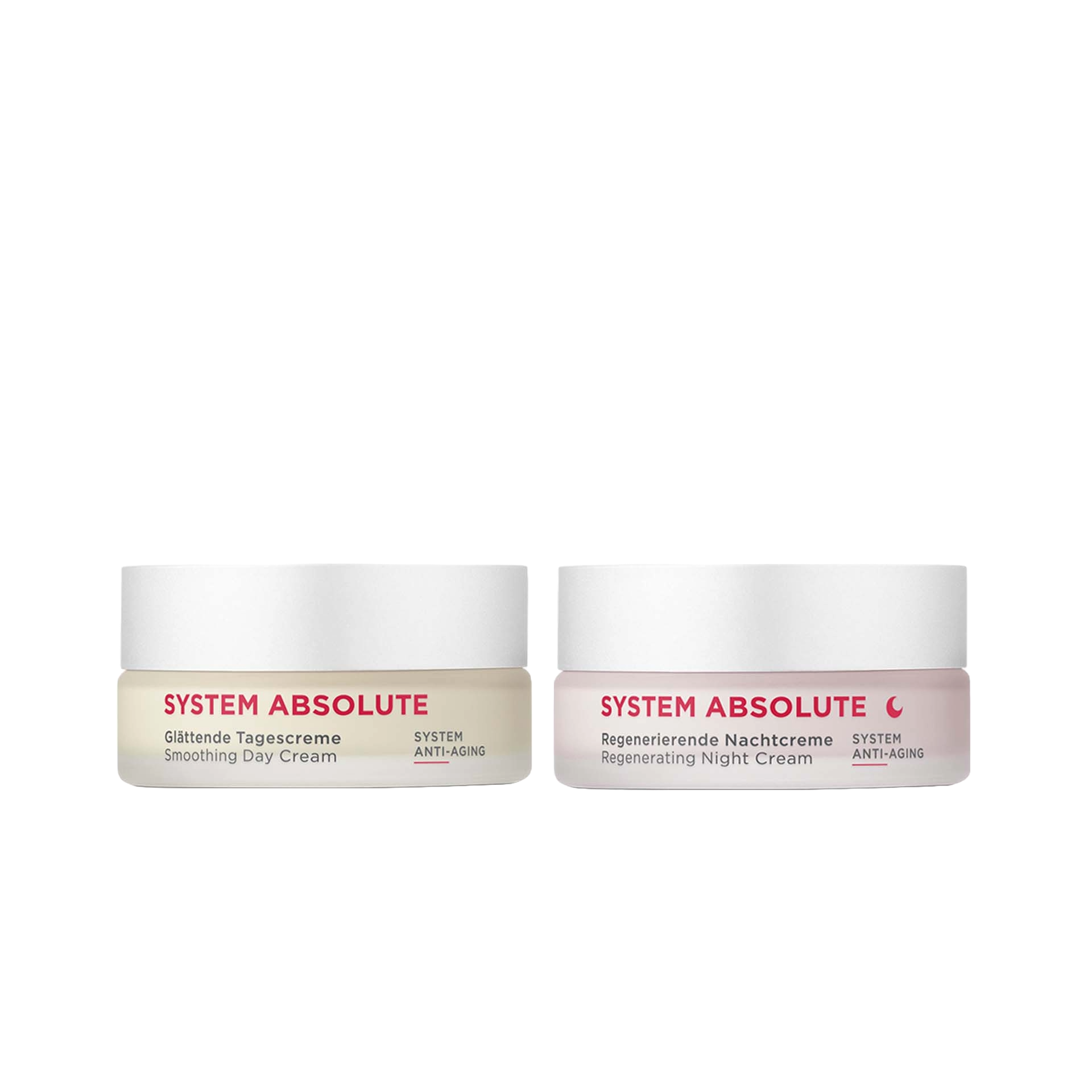 SYSTEM ABSOLUTE Glättende Tagescreme und Regenerierende Nachtcreme im Tiegel, Anti-Aging Pflege