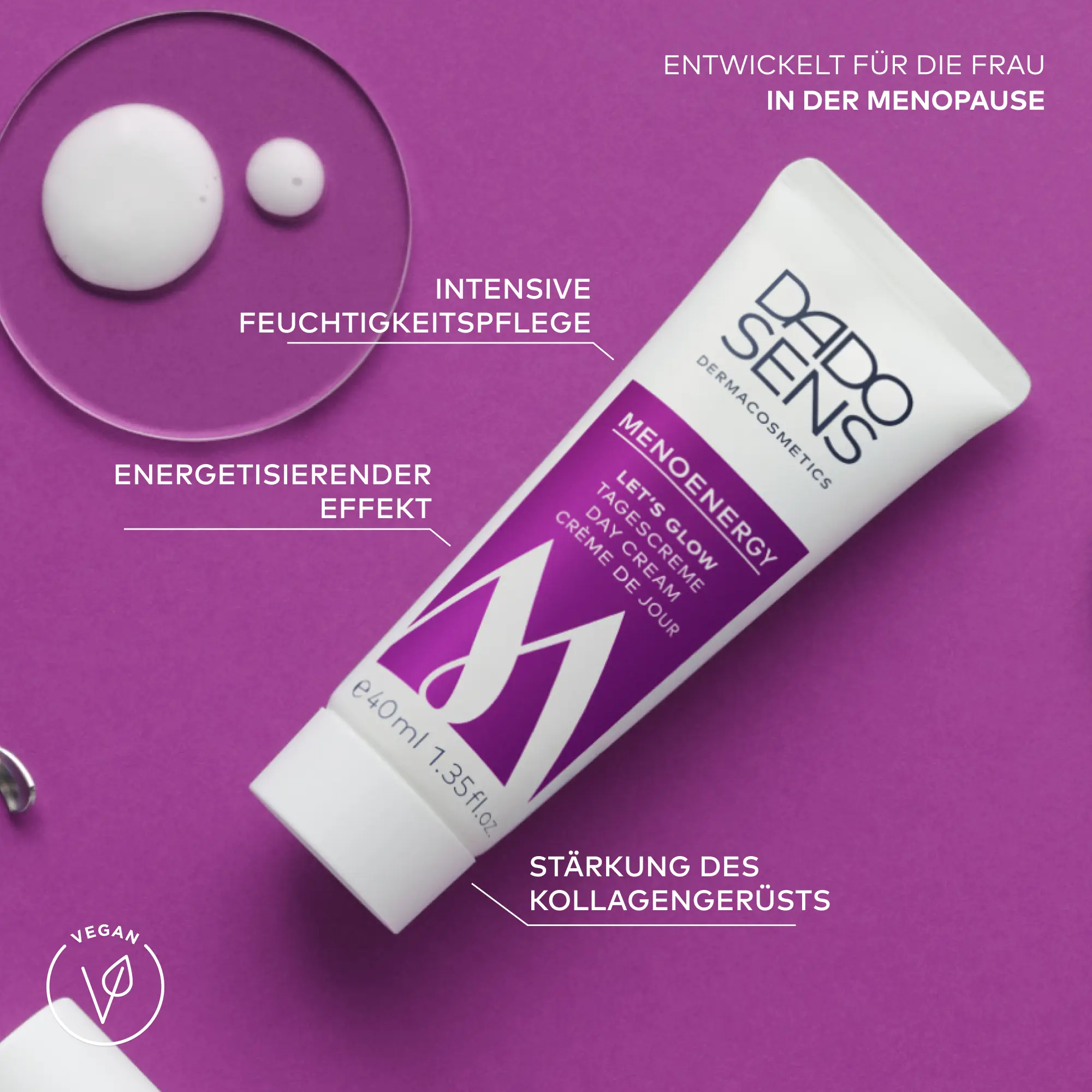 DADO SENS MENOENERGY Tagescreme für Frauen in der Menopause mit intensiver Feuchtigkeitspflege und Kollagenstärkung