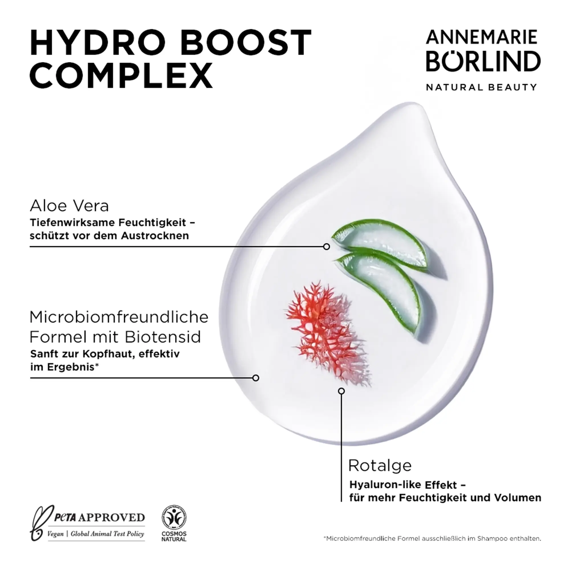 Hydro Boost Complex mit Aloe Vera und Rotalge aus der Hair Care Serie Hydro von ANNEMARIE BÖRLIND