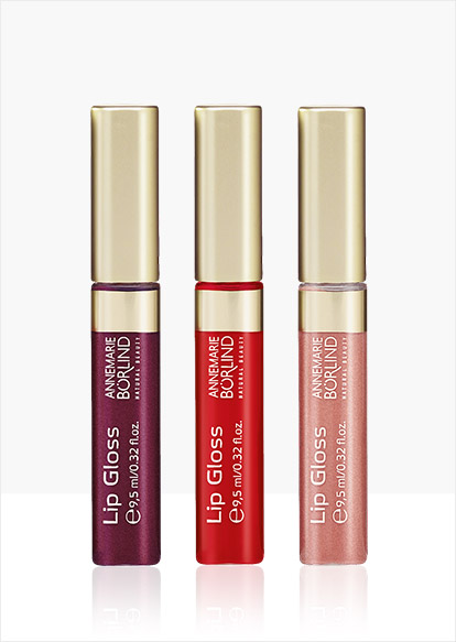 ANNEMARIE BÖRLIND Lip Gloss in drei Farben mit goldfarbenem Deckel und 9,5 ml Inhalt