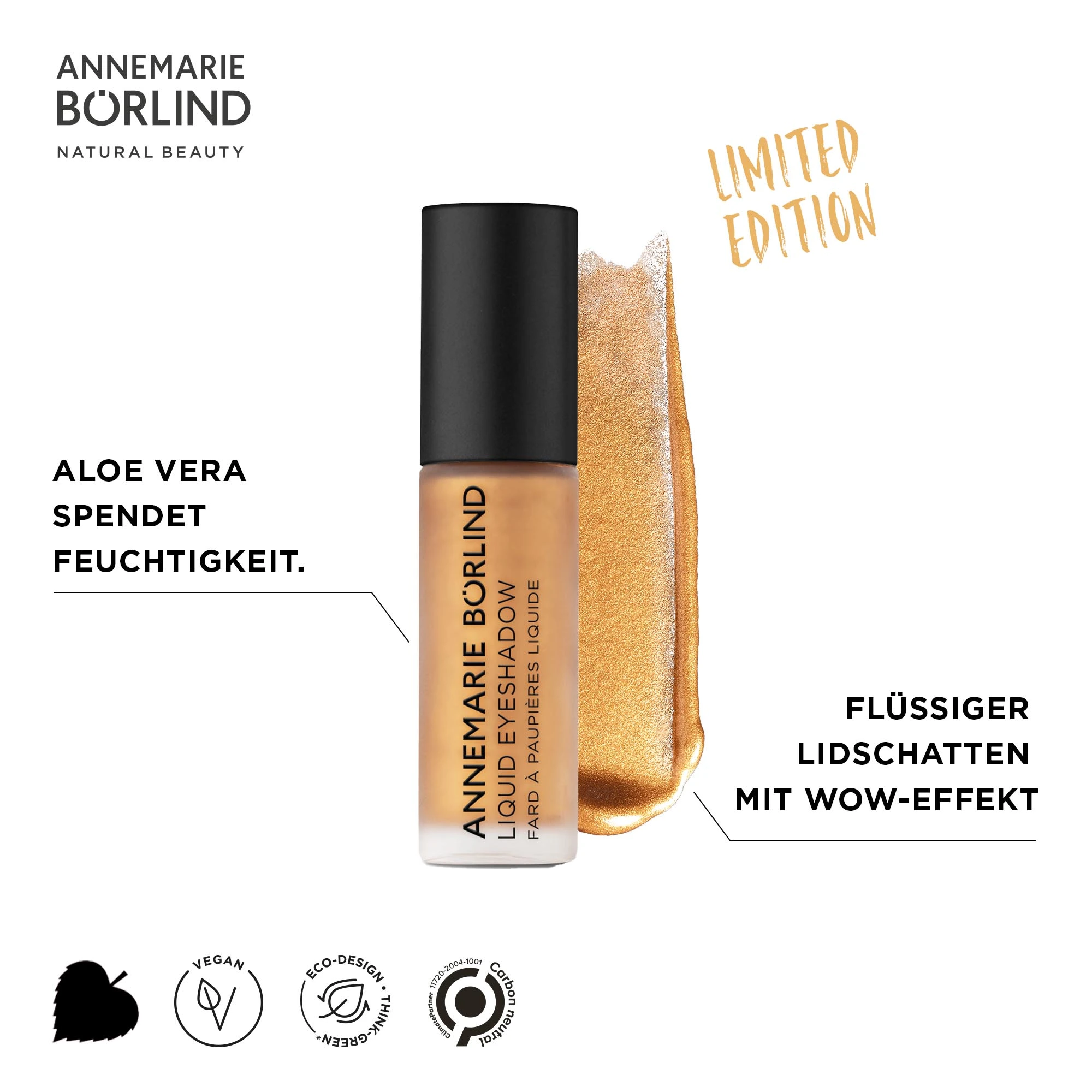 ANNEMARIE BÖRLIND flüssiger Lidschatten in Gold mit Aloe Vera, Limited Edition, feuchtigkeitsspendend