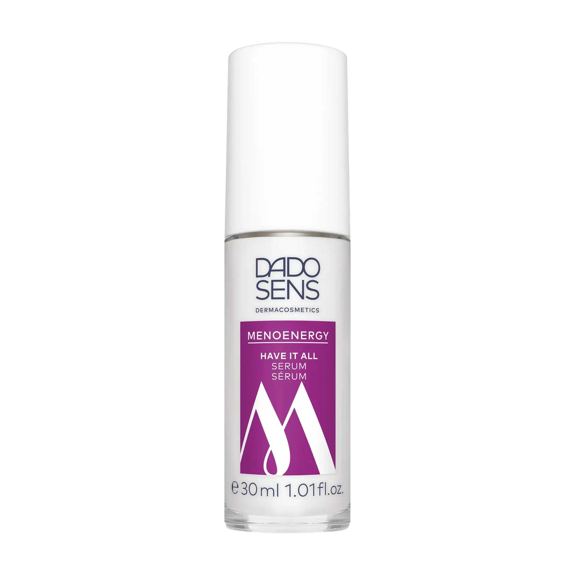 HAVE IT ALL SERUM DADO SENS MENOENERGY Have It All Serum, 30 ml Flasche mit weißem Deckel und lila Label