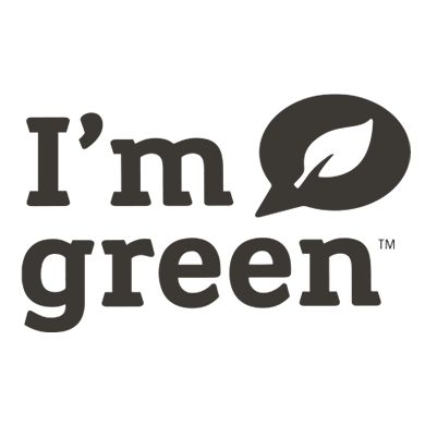 ANNEMARIE BÖRLIND Logo mit grünem Blattmotiv und Schriftzug „I’m green“ in handschriftlicher Schrift