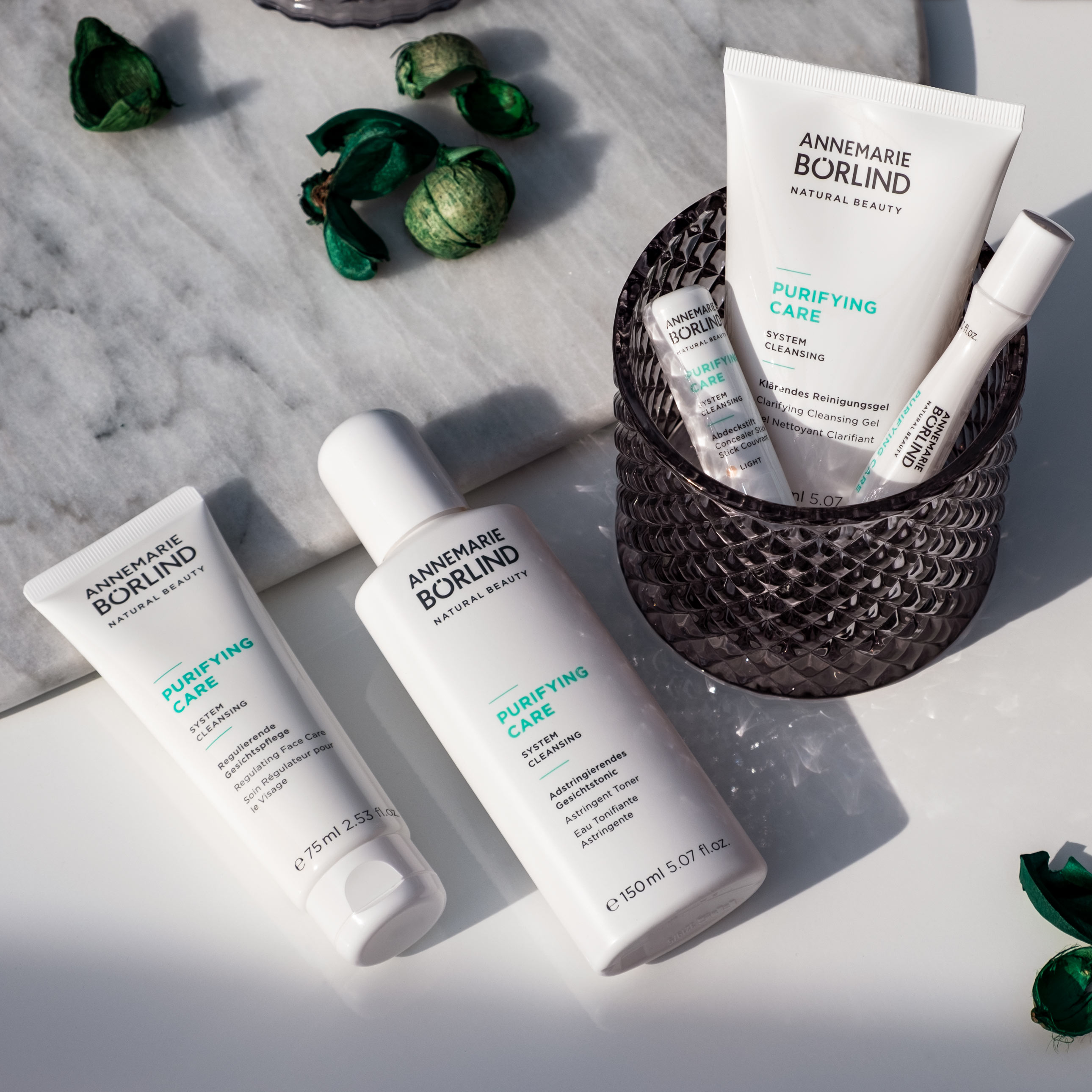 ANNEMARIE BÖRLIND PURIFYING CARE mit klärendem Reinigungsgel, Gesichtstonic und Concealer-Stick