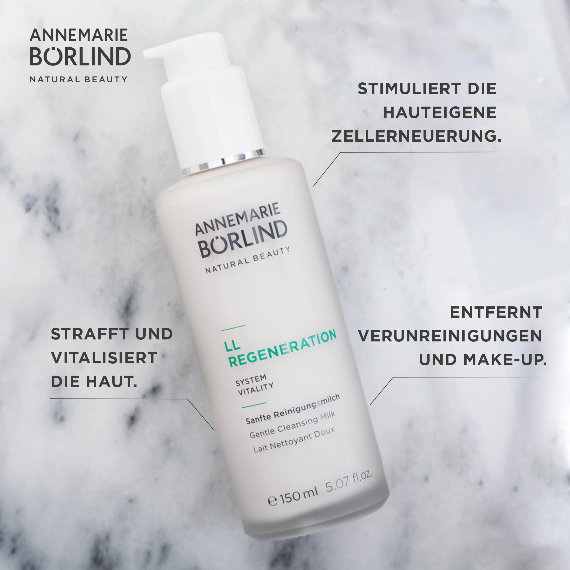 ANNEMARIE BÖRLIND LL REGENERATION Sanfte Reinigungsmilch 150 ml mit Zellenerneuerung und Make-up-Entfernung
