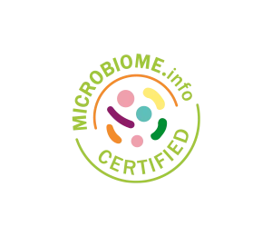 Ansicht auf das Gütesiegel „Microbiome-friendly“ der Microbiome Company