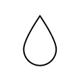 Symbol einer schwarzen Wassertröpfchen-Umrisslinie auf weißem rundem Hintergrund