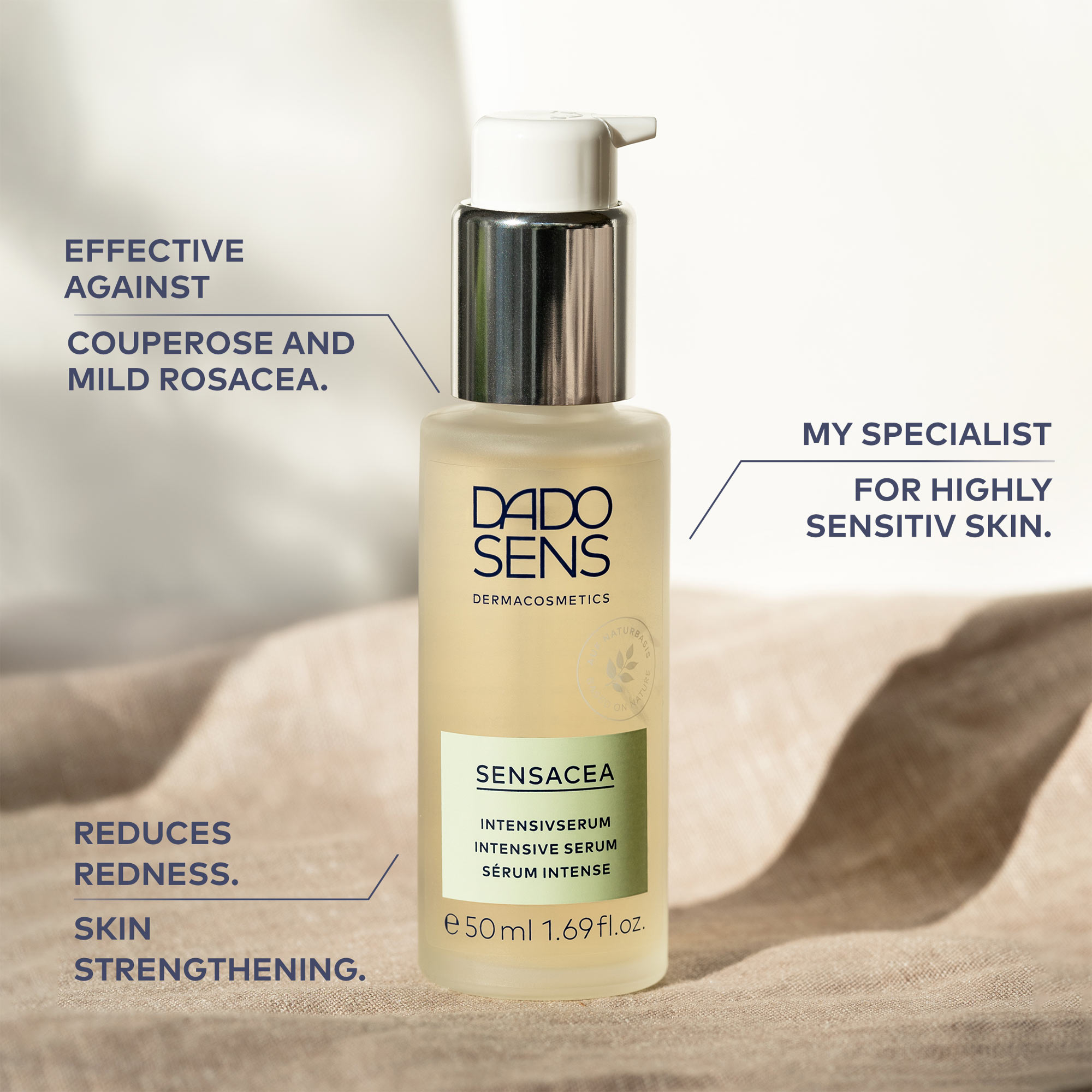 DADO SENS SENSACEA Intensivserum gegen Rötungen und Couperose, 50 ml, mit Pumpspender