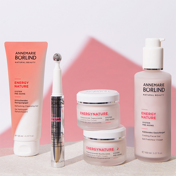 ANNEMARIE BÖRLIND ENERGY NATURE Reinigungs- und Pflegeprodukte mit Tages- und Nachtcreme sowie kühlendem Gel