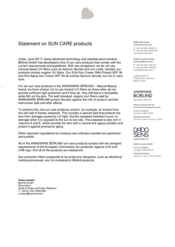 ANNEMARIE BÖRLIND Sun Care Produkte mit Sonnenschutz, SPF 30, natürliche Inhaltsstoffe, Textbeschreibung