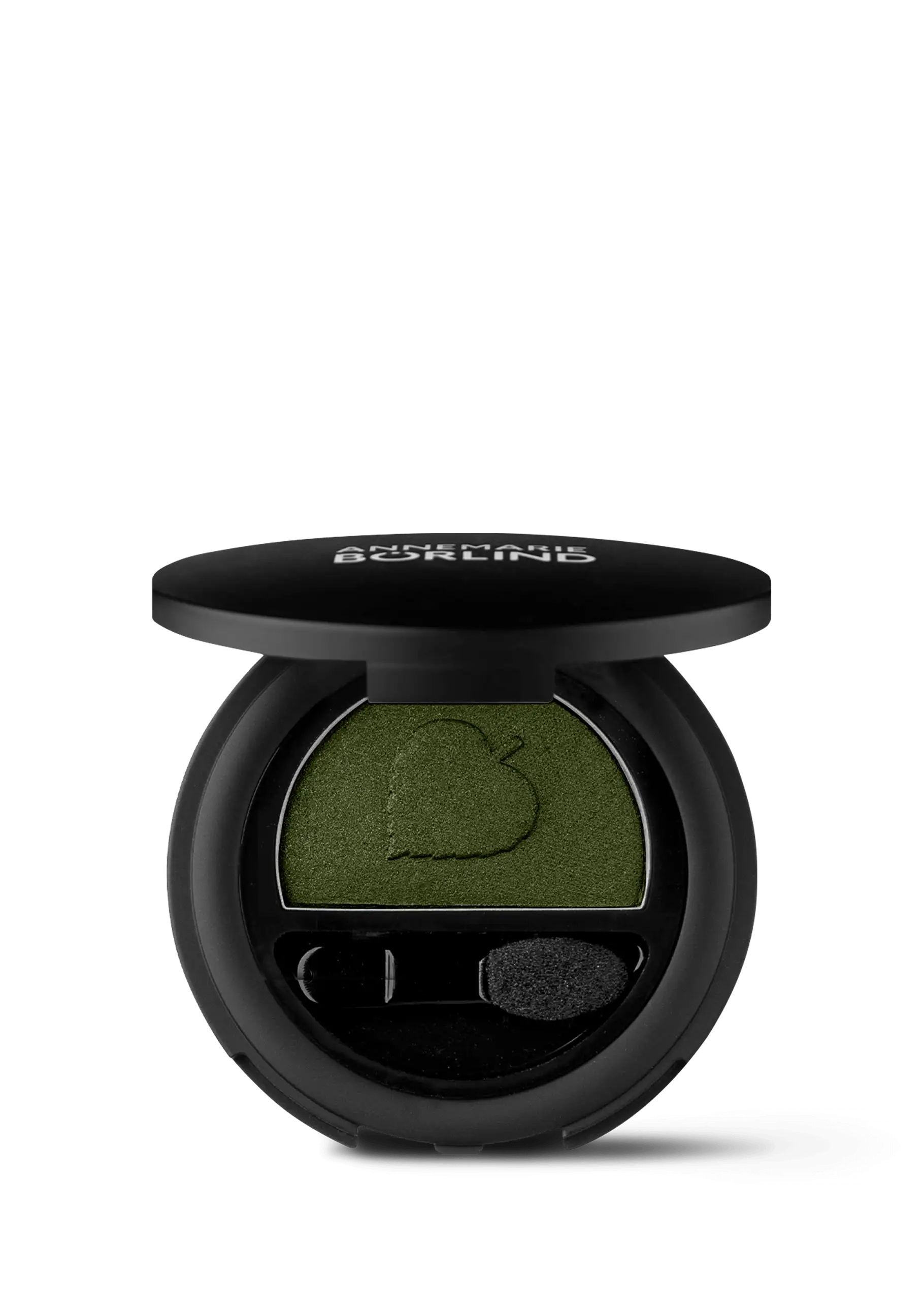 ANNEMARIE BÖRLIND Lidschatten in dunklem Grün mit Applikator in runder schwarzer Dose