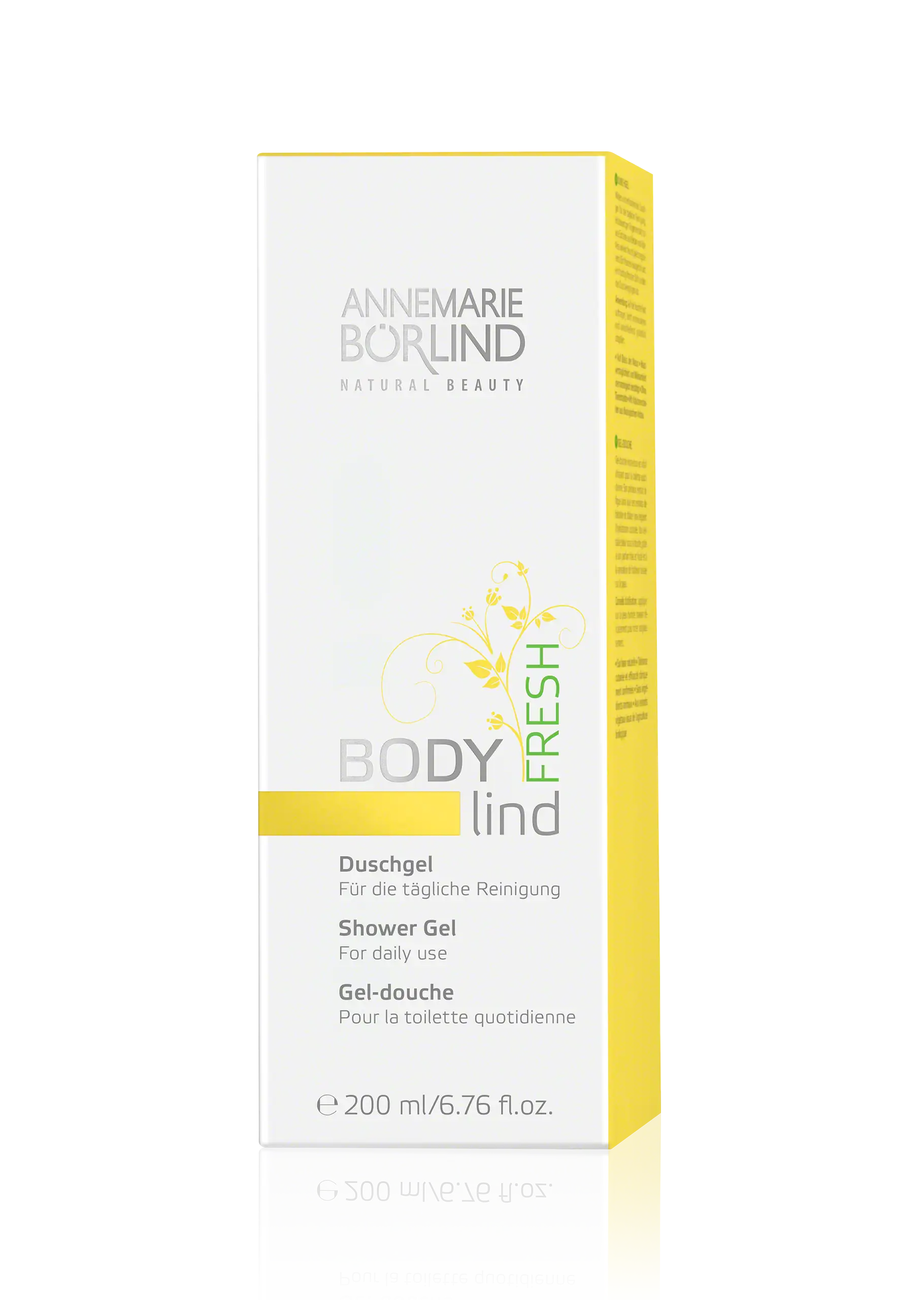 ANNEMARIE BÖRLIND BODY lind FRESH Duschgel 200 ml für die tägliche Reinigung in gelb-weißer Faltschachtel