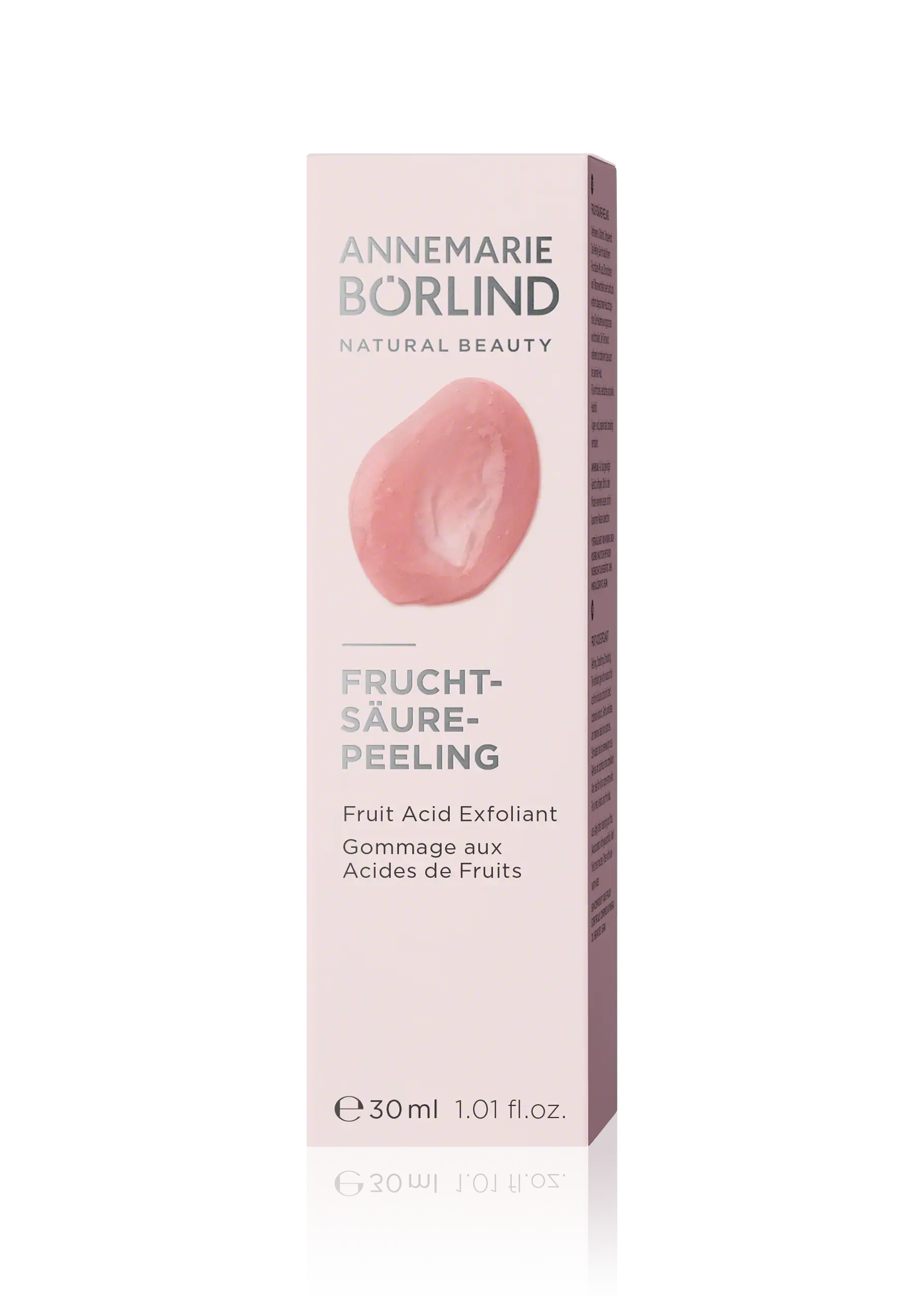 ANNEMARIE BÖRLIND Fruchtsäure-Peeling 30 ml mit rosa Produktabbildung auf hellrosa Verpackung