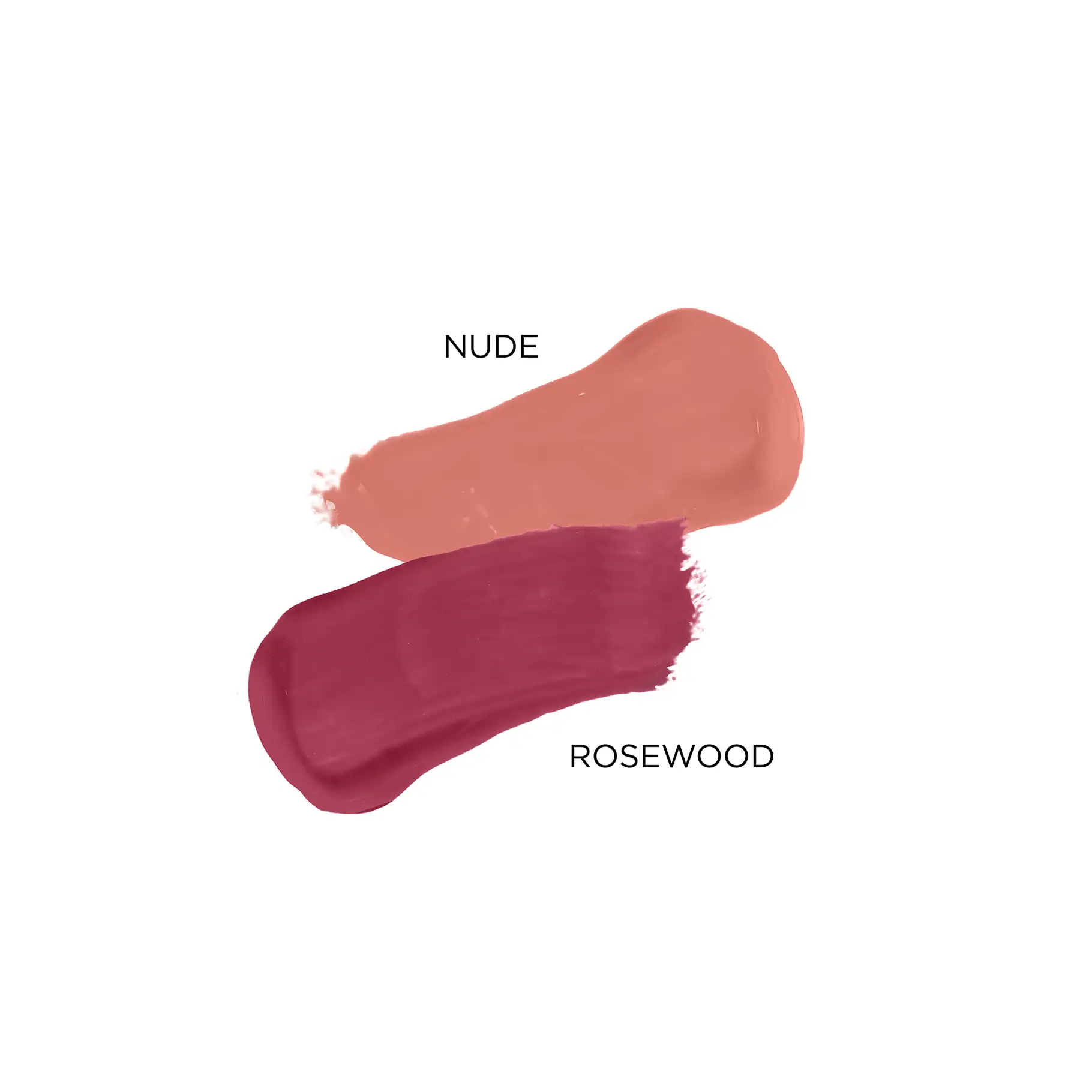 ANNEMARIE BÖRLIND Liquid Lipstick Farbmuster in den matten Tönen Nude und Rosewood auf weißem Hintergrund
