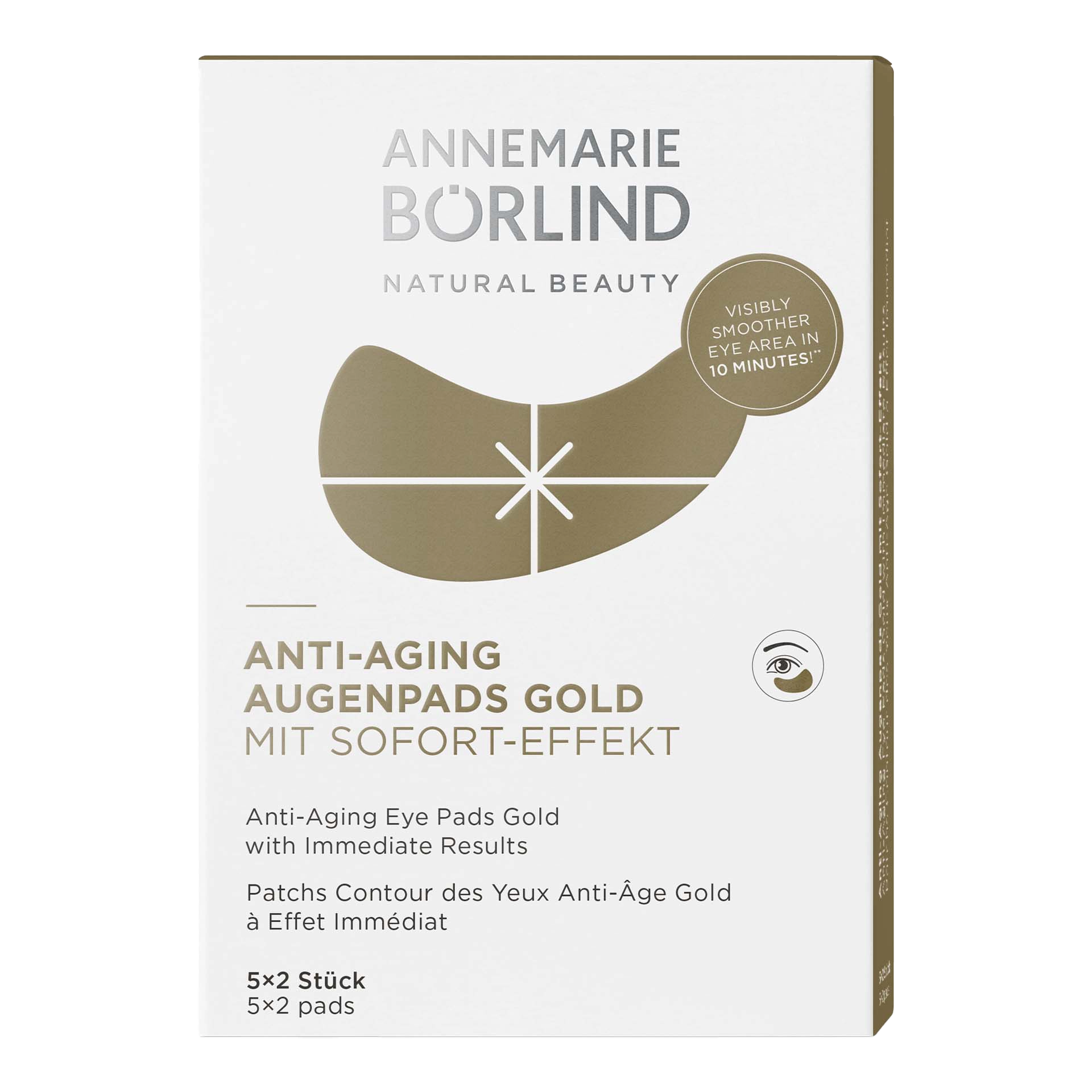 ANNEMARIE BÖRLIND Anti-Aging Augenpads Gold mit Sofort-Effekt, 5x2 Stück in Faltschachtel