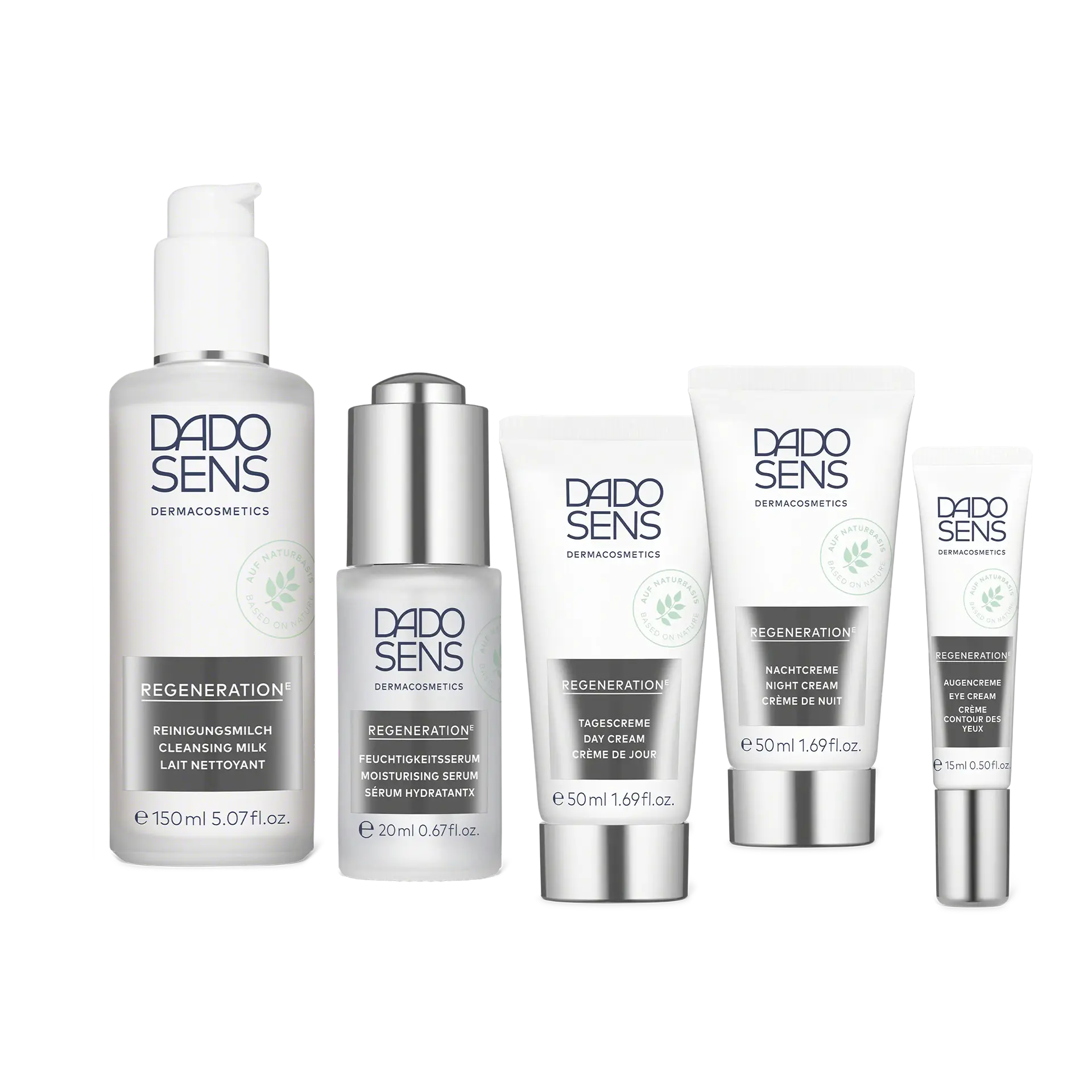 REGENERATION E Pflegeset DADO SENS REGENERATION Reinigung, Serum, Tagescreme, Nachtcreme und Augencreme, verschiedene Größen