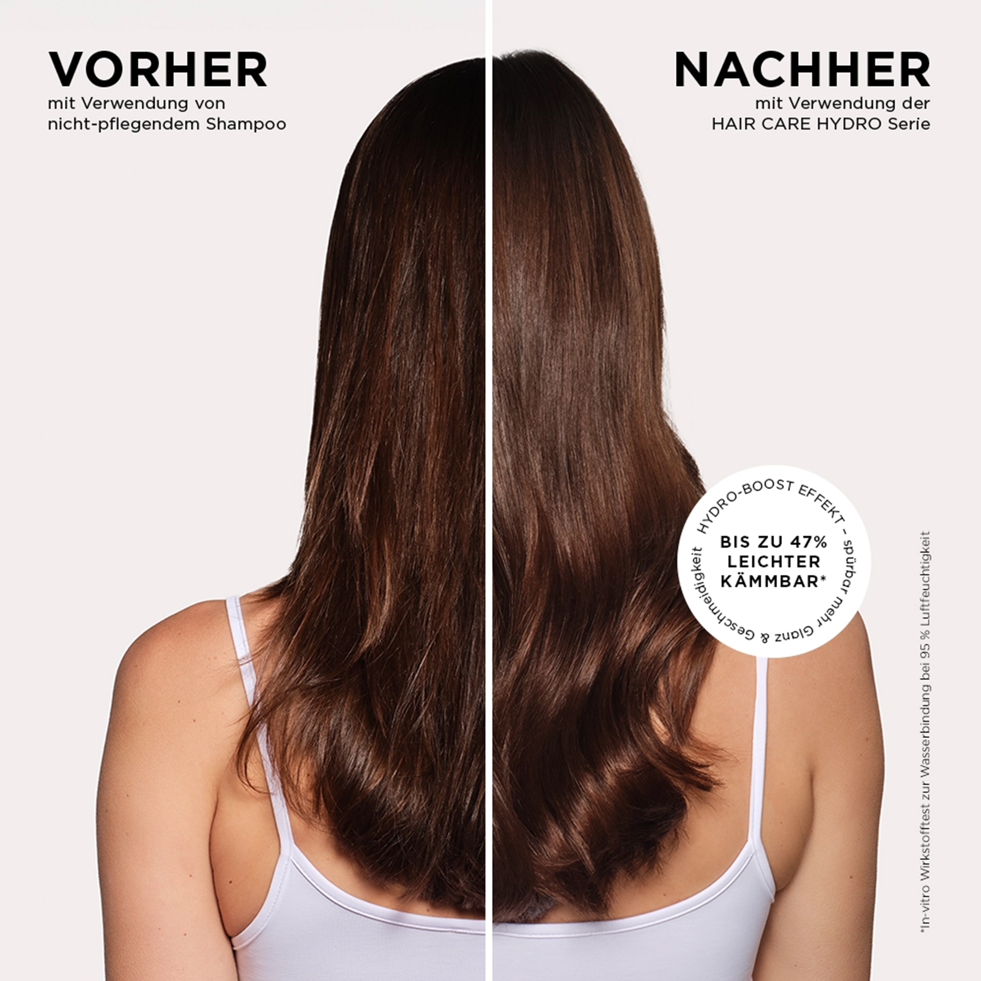 ANNEMARIE BÖRLIND Hair Care Hydro Serie Vorher-Nachher-Abbildung der Haare