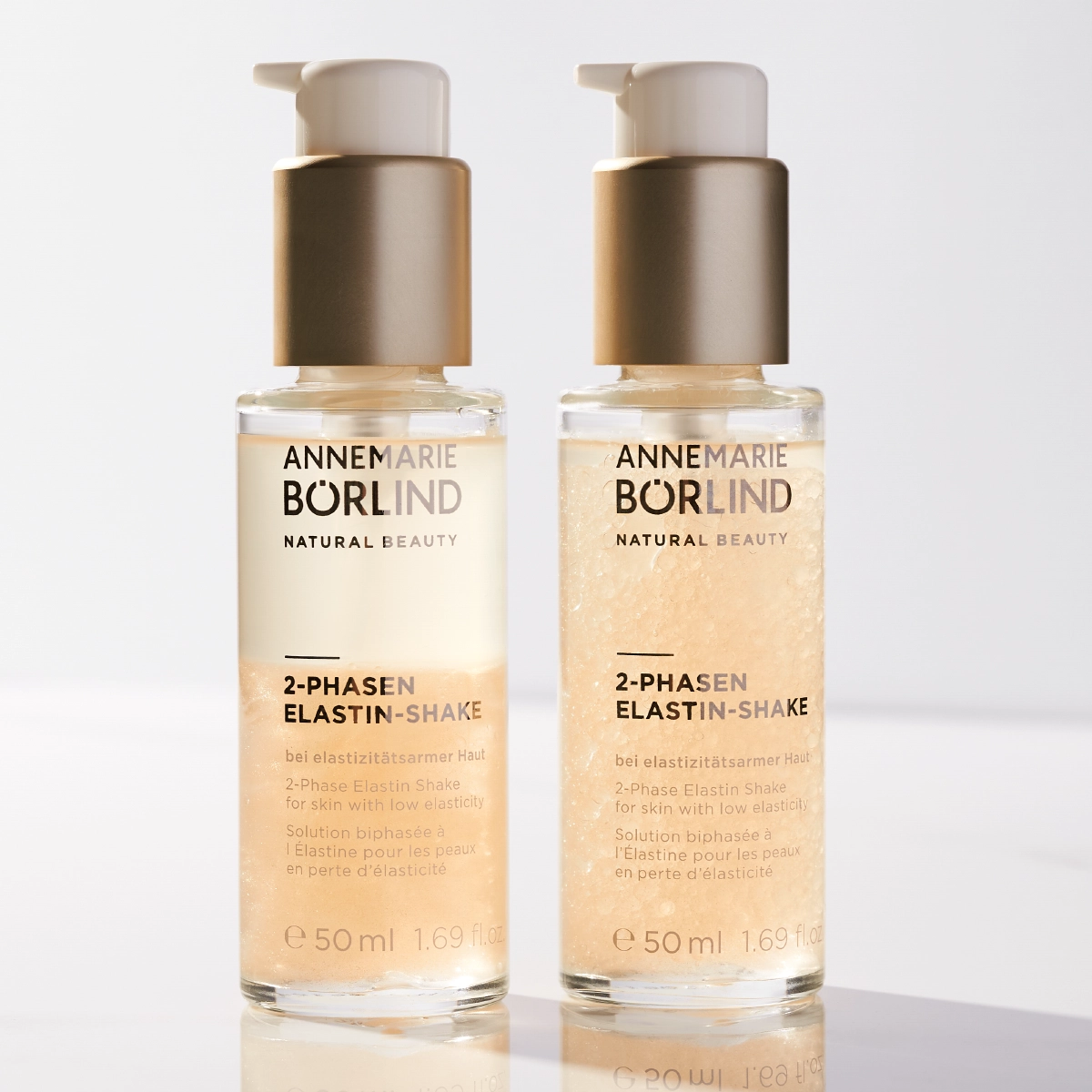 ANNEMARIE BÖRLIND 2-Phasen Elastin-Shake für elastizitätsarme Haut, zwei Flaschen mit Pumpspender