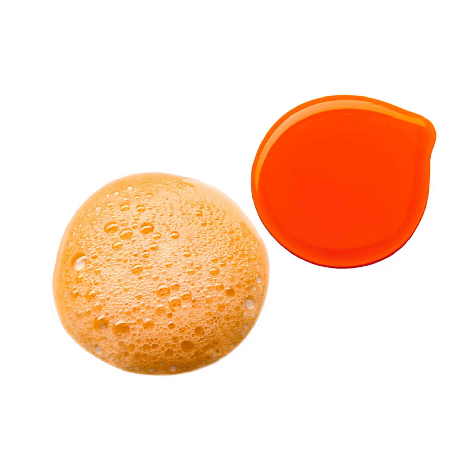 ANNEMARIE BÖRLIND MEN 2-IN-1 Reinigungsgel mit schaumiger und flüssiger oranger Textur auf weißem Hintergrund