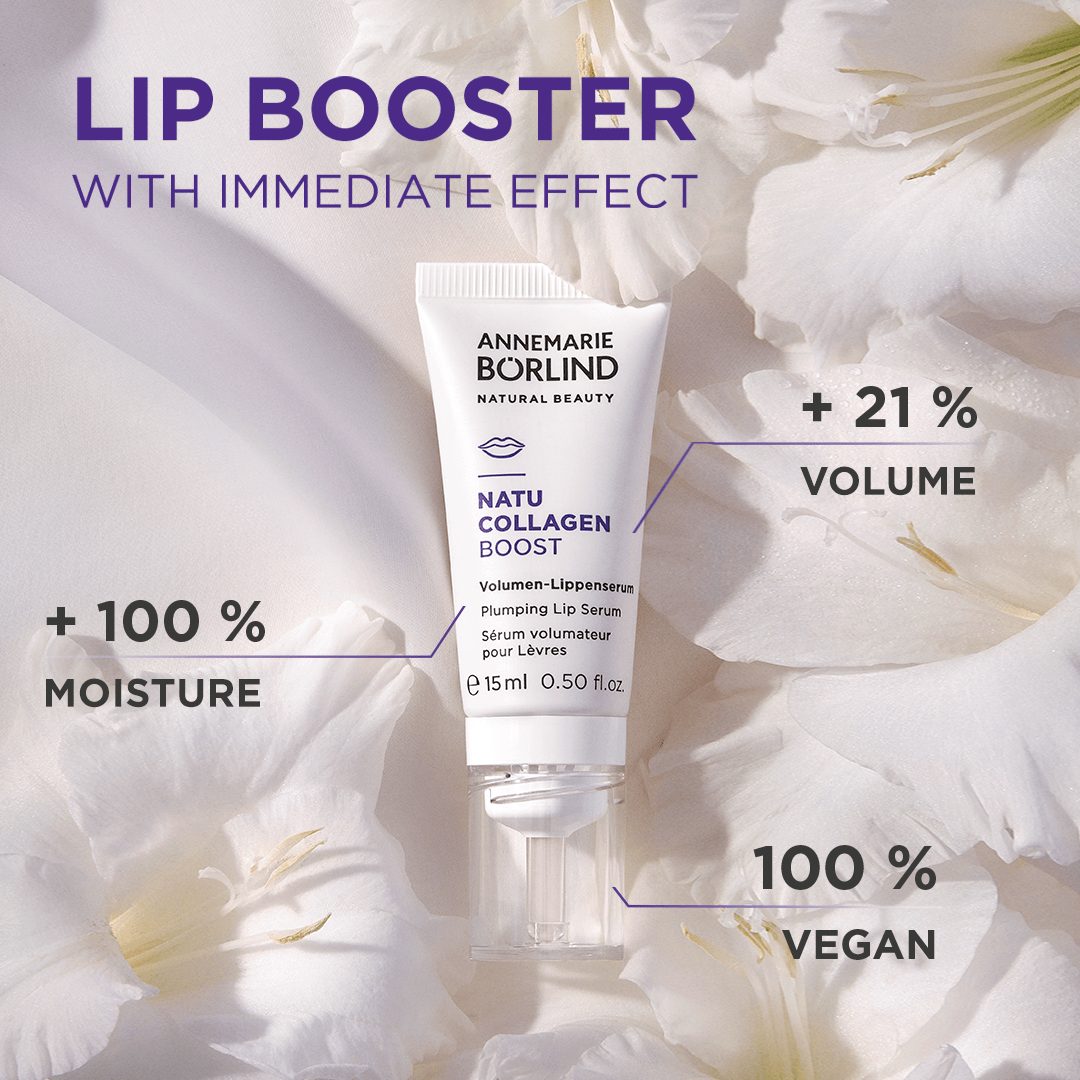 ANNEMARIE BÖRLIND NATU COLLAGEN BOOST Volumen-Lippenserum mit +100 % Feuchtigkeit, +21 % Volumen, 100 % vegan