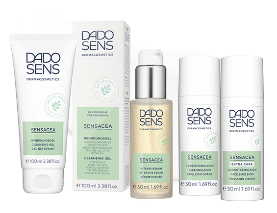 DADO SENS SENSACEA Reinigungsgel, Intensivserum, Gesichts- und Extra Care-Emulsion für empfindliche Haut