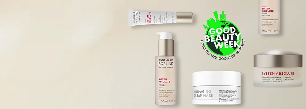 ANNEMARIE BÖRLIND Pflege- und Make-up-Produkte auf hellem Hintergrund