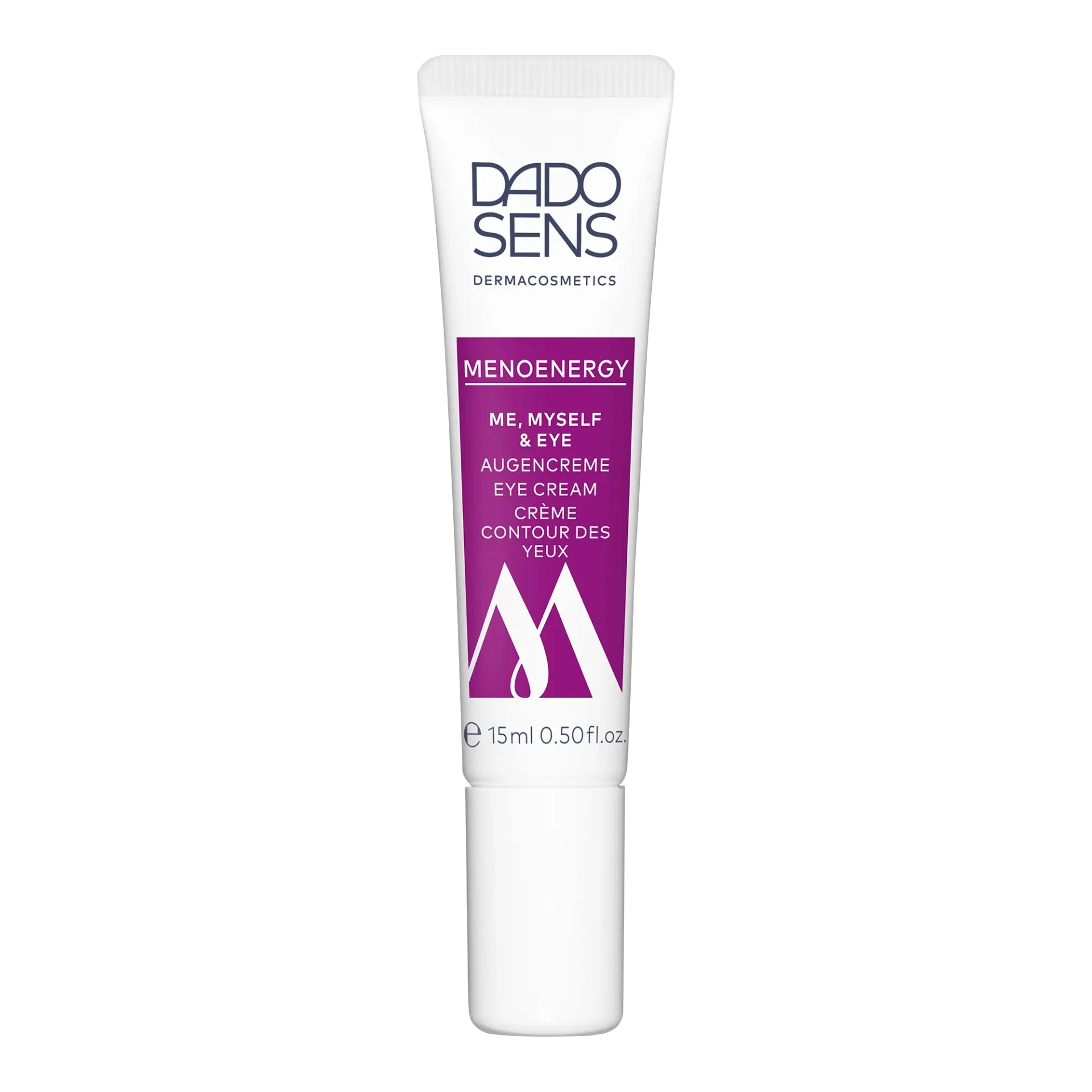 ME, MYSELF & EYE Eye Cream DADO SENS MENOENERGY Augencreme für die Augenpartie, 15 ml Tube, weiße Verpackung mit lila Label